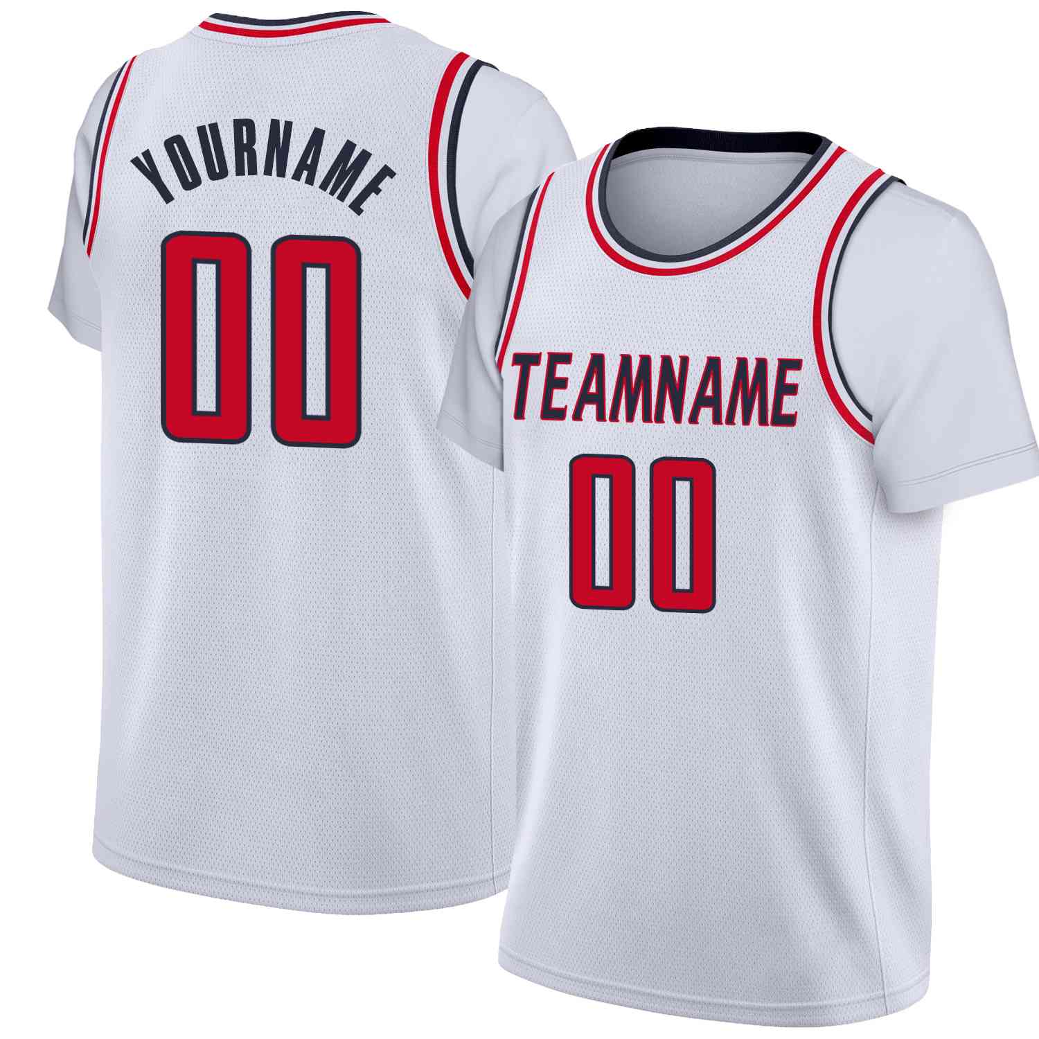 Custom White Black-Red Classic Tops Casual Fake Sleeve Basketball Jersey