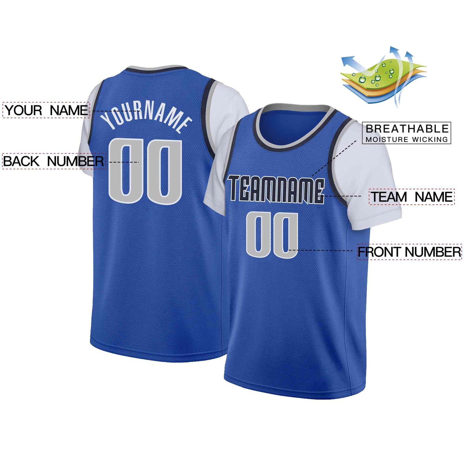 Custom Royal Black-Navy Classic Tops Casual Fake Sleeve Basketball Jersey