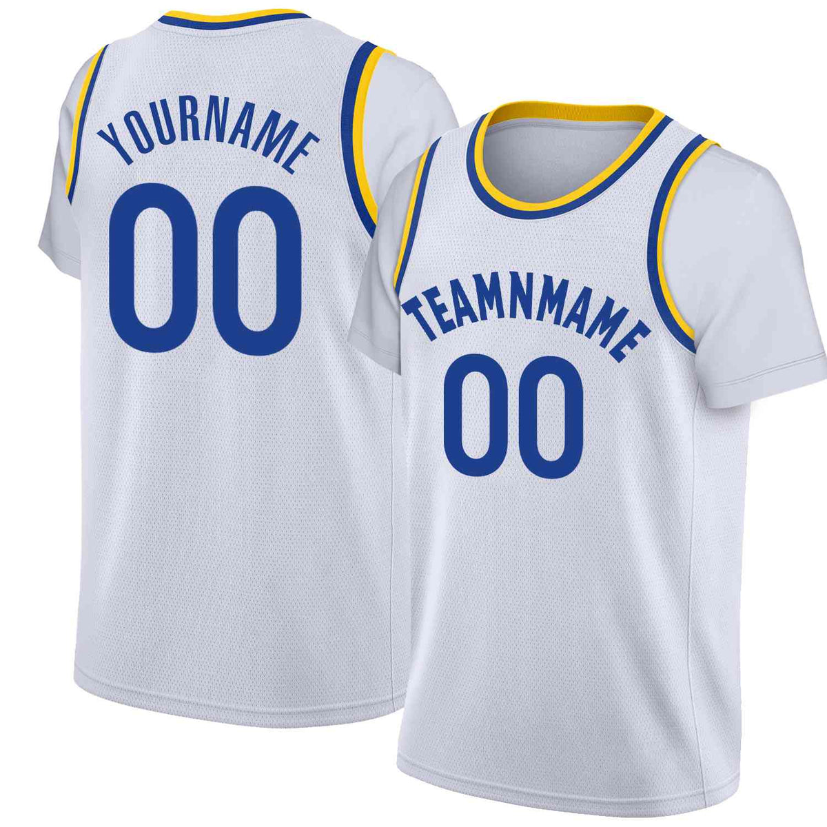 Custom White Royal Classic Tops Casual Fake Sleeve Basketball Jersey