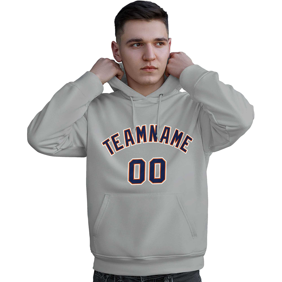 Custom Gray Royal-Orange Classic Style Personalized Sport Pullover Hoodie