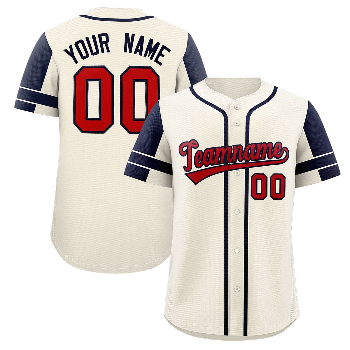 Custom Cream Navy Personalized Raglan Sleeves Authentic Baseball Jersey