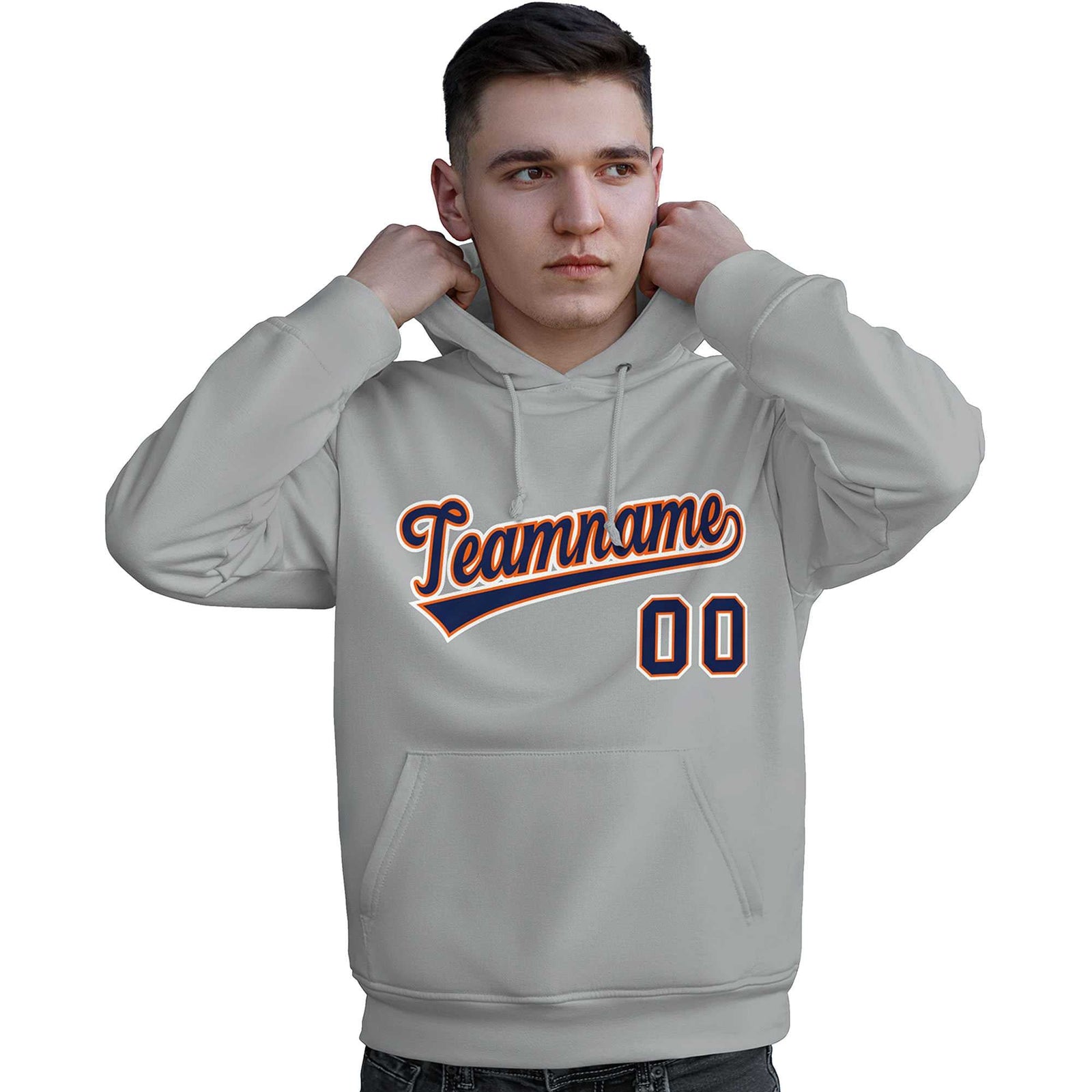 Custom Gray Royal-Orange Classic Style Personalized Sport Pullover Hoodie