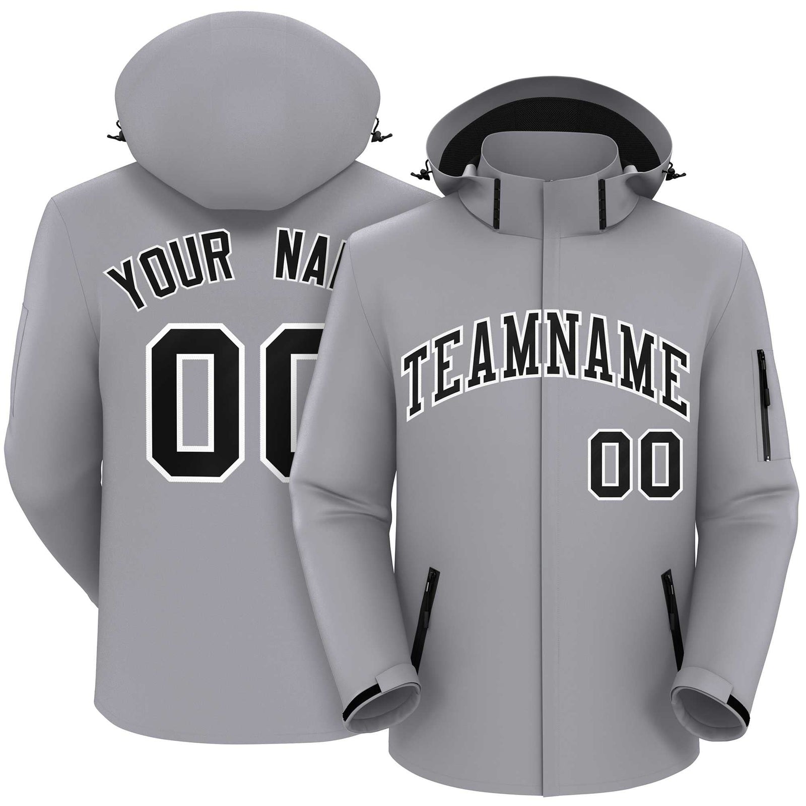 Custom Gray Black-White Classic Style Waterproof Jacket
