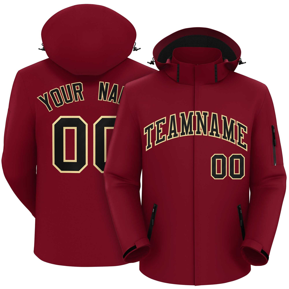 Custom Crimson Black-Khaki Classic Style Waterproof Jacket