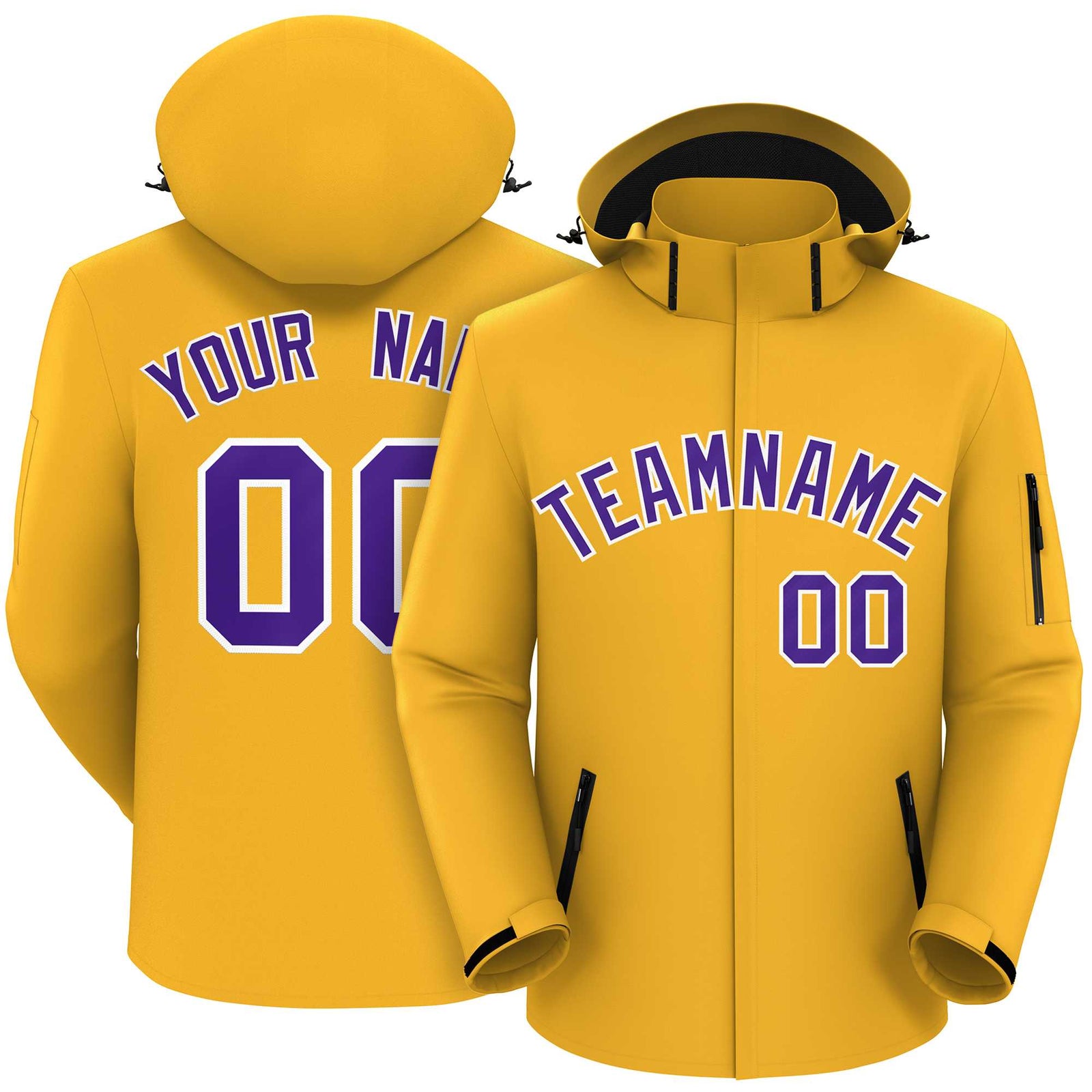 Custom Gold Purple-White Classic Style Waterproof Jacket