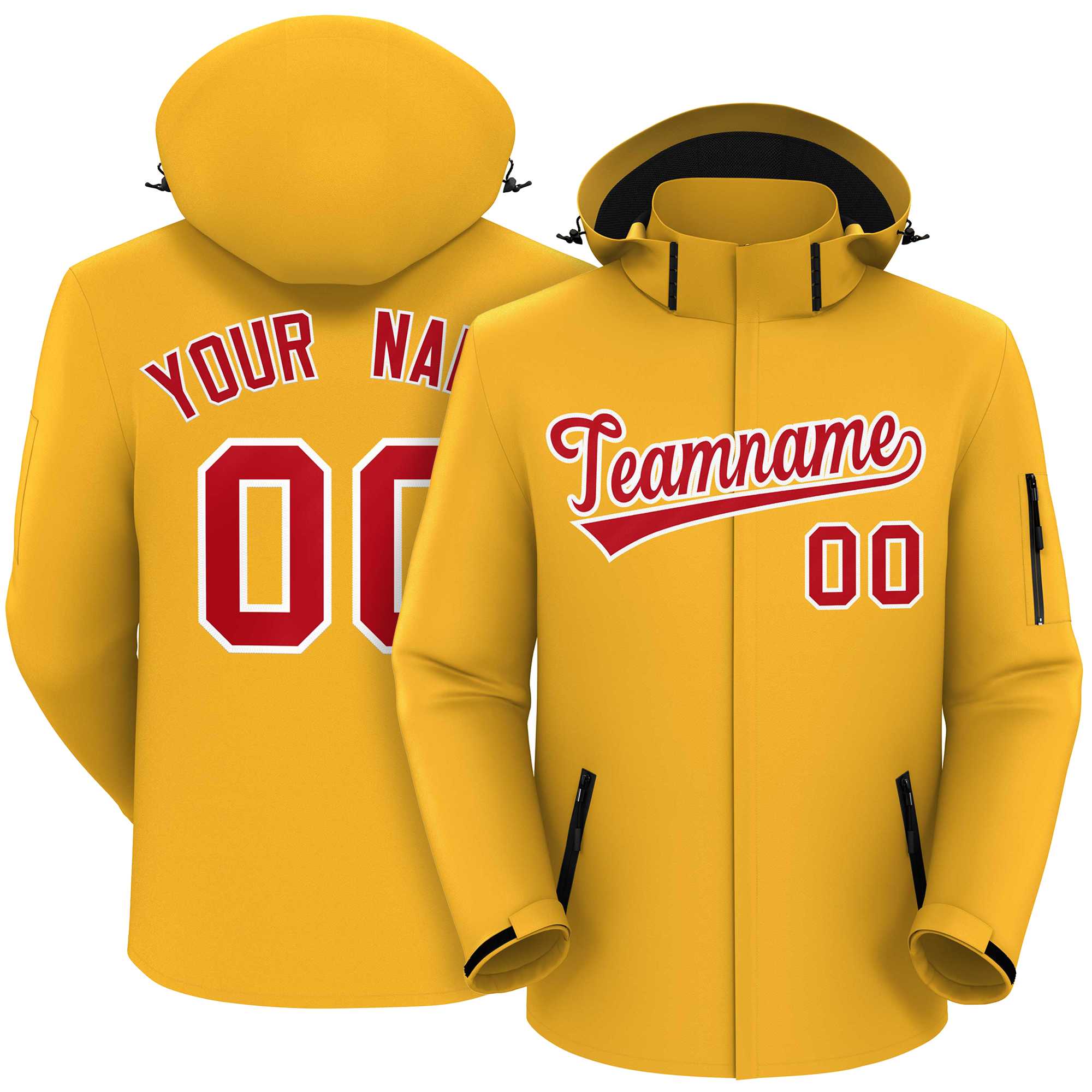 Custom Gold Red-White Classic Style Waterproof Jacket