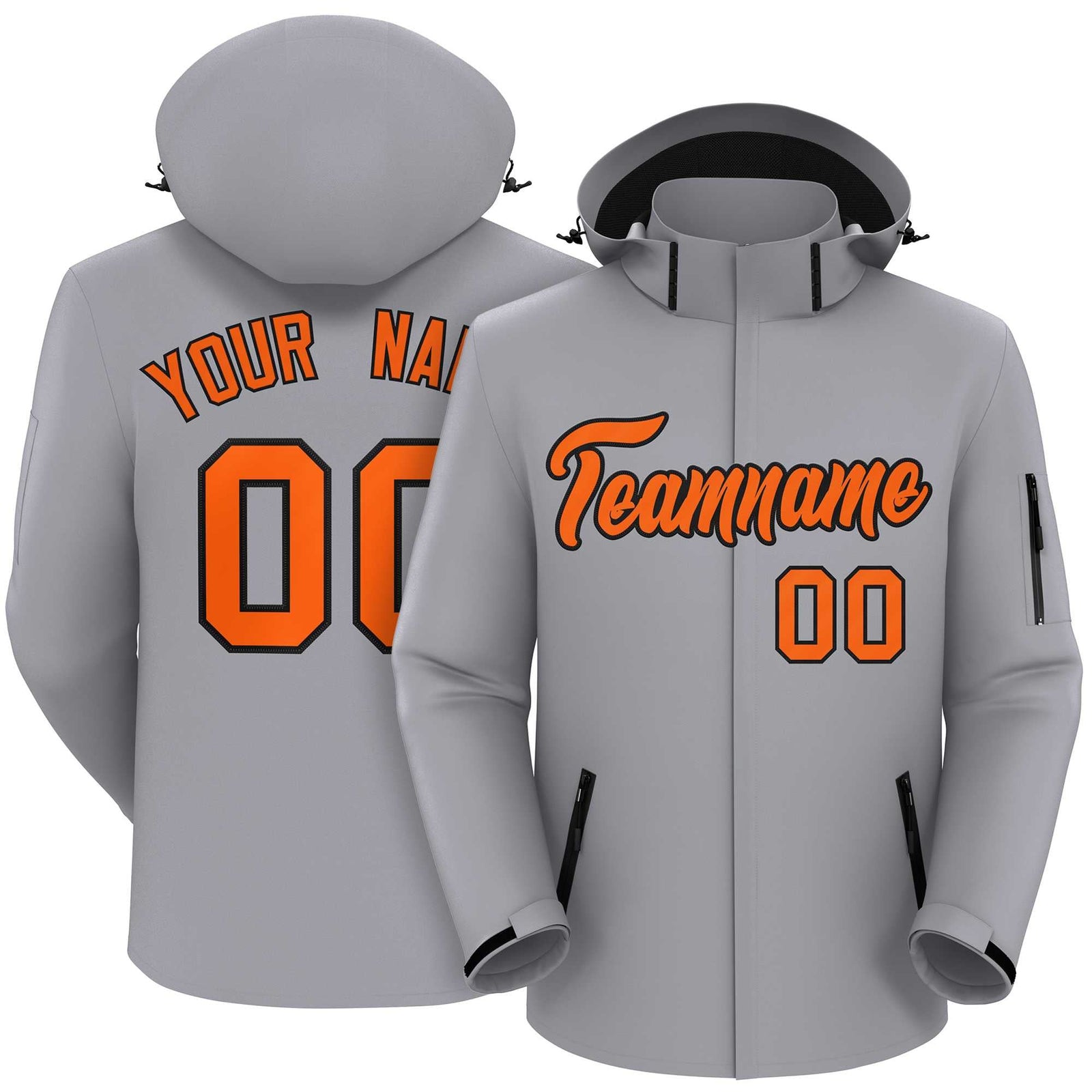Custom Gray Orange-Black Classic Style Waterproof Jacket