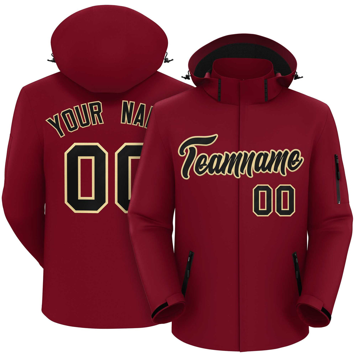 Custom Crimson Black-Khaki Classic Style Waterproof Jacket