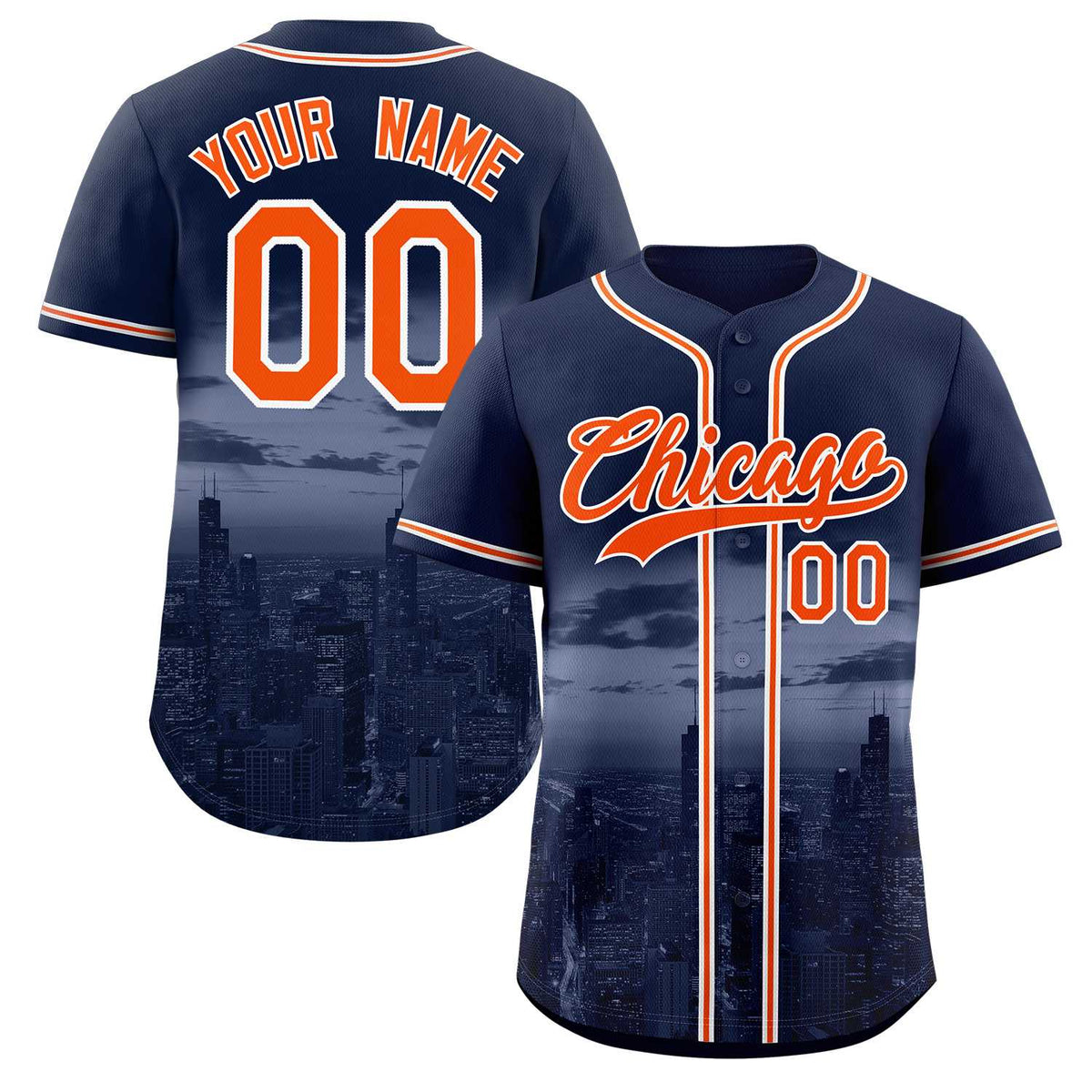 Custom Navy Orange-White Chicago City Connect Baseball Jersey