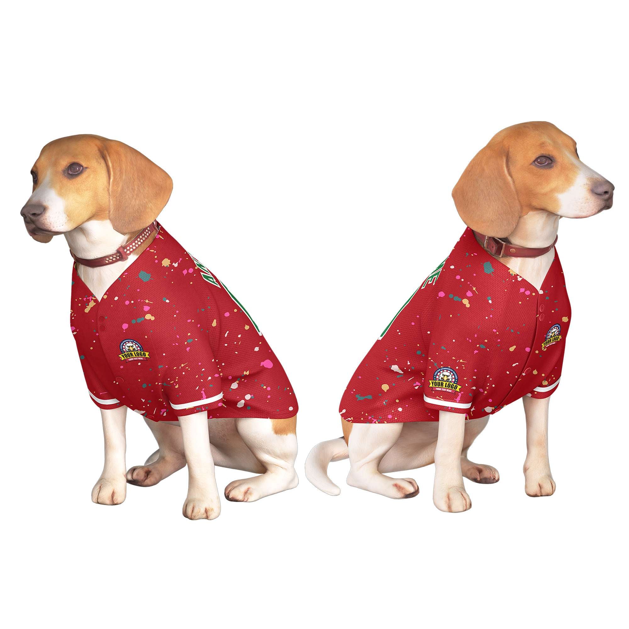Custom Red Kelly Green Personalized Splash Graffiti Pattern Dog Jersey