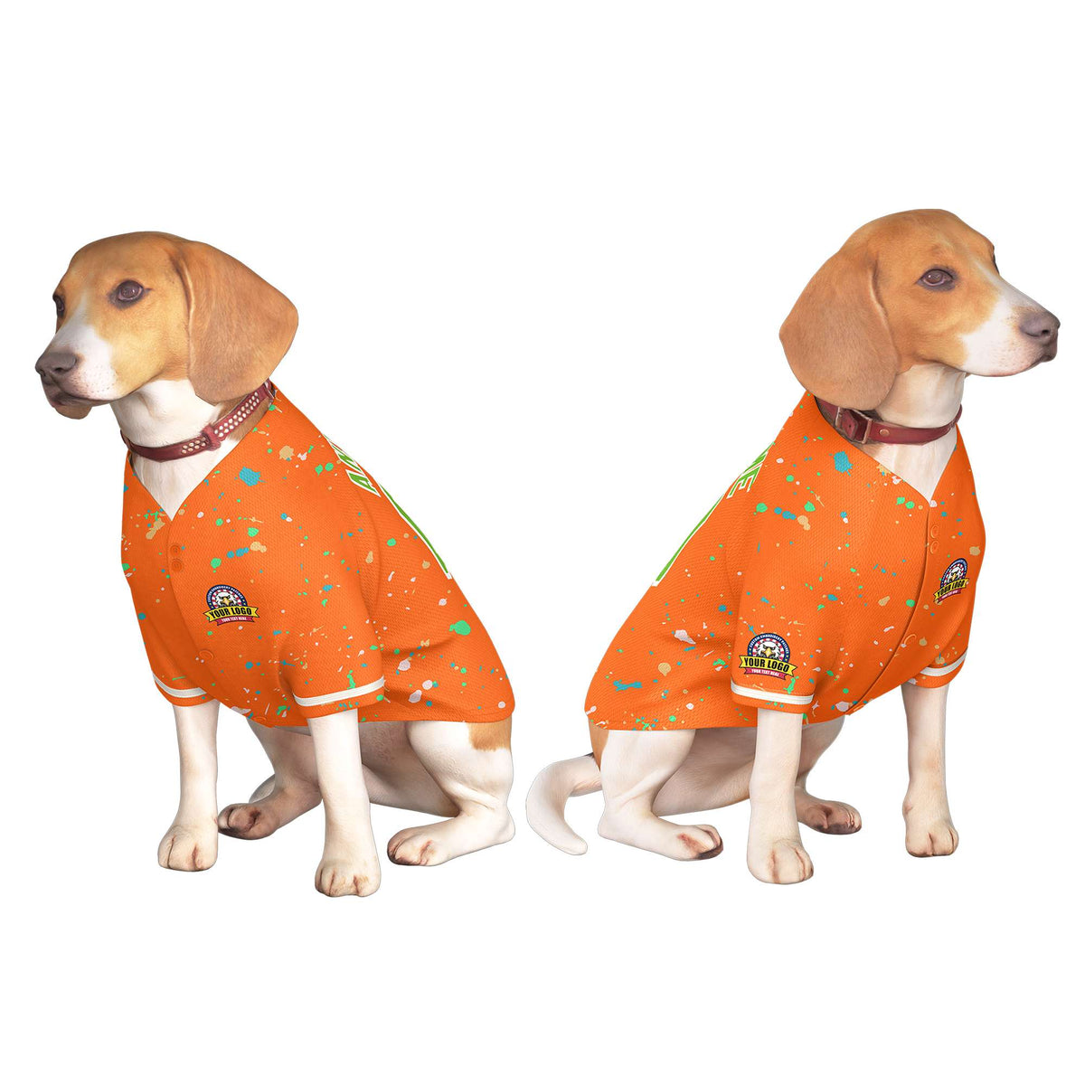 Custom Orange Green Personalized Splash Graffiti Pattern Dog Jersey