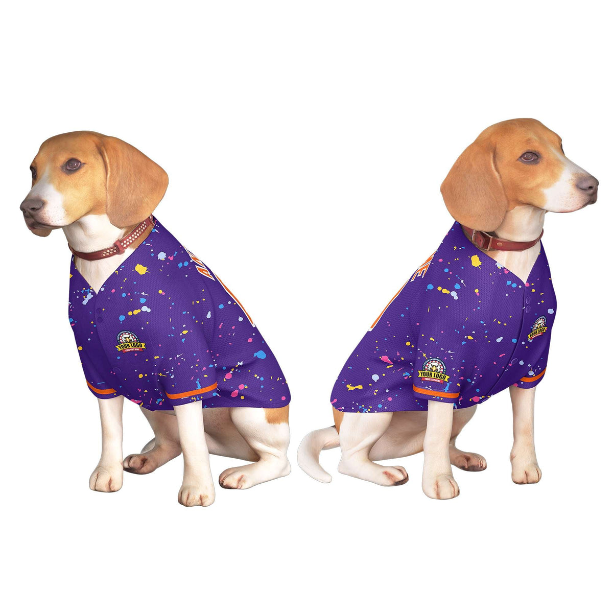 Custom Purple Orange Personalized Splash Graffiti Pattern Dog Jersey