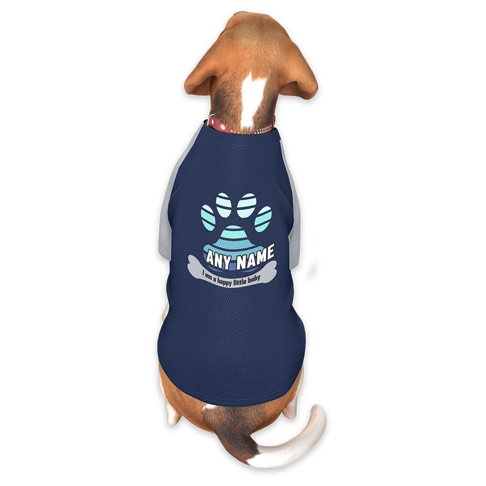 Custom Navy Gray Raglan Sleeves Dog Jersey