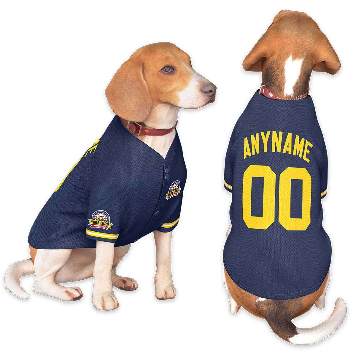 Custom Navy Gold Classic Style Dog Jersey