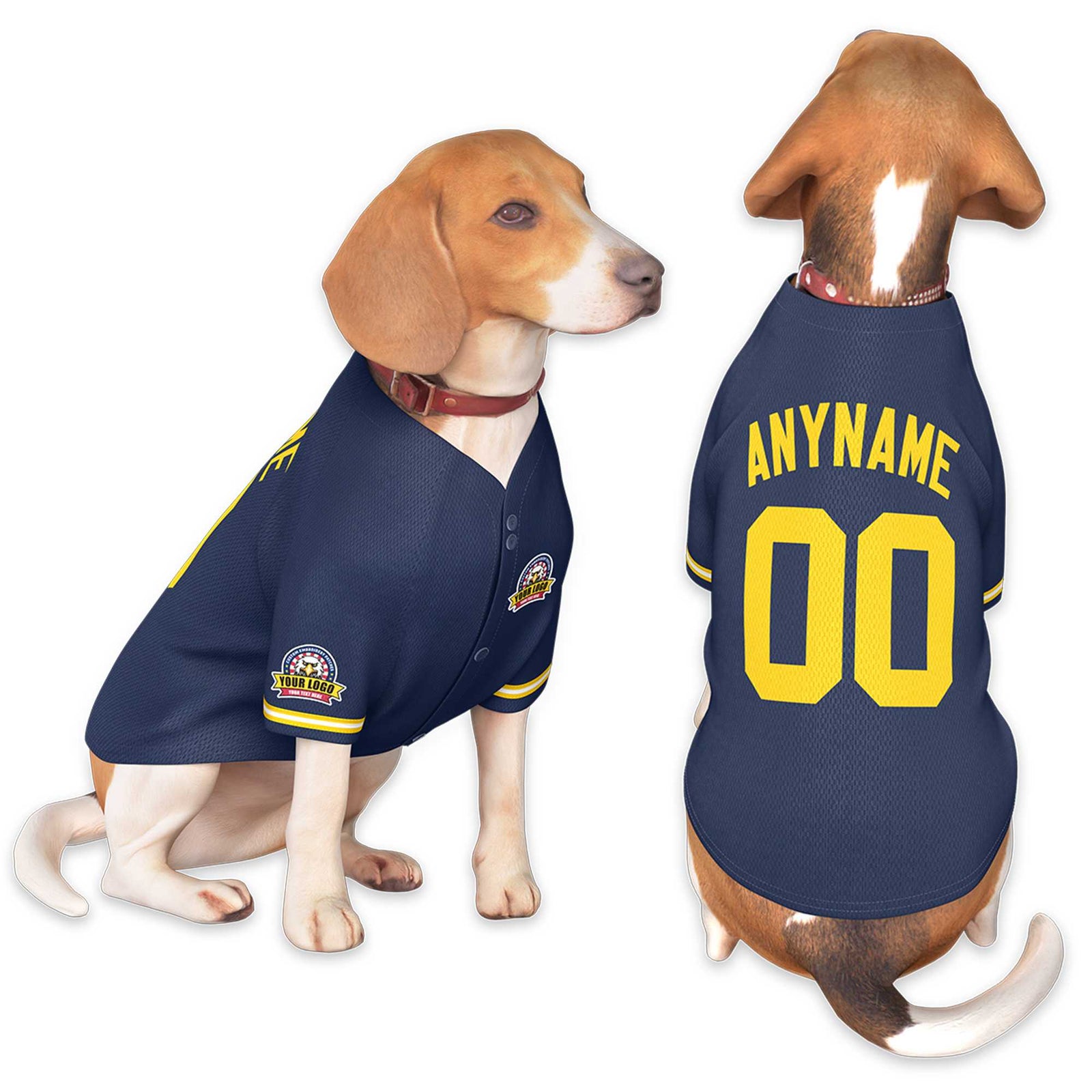 Custom Navy Gold Classic Style Dog Jersey