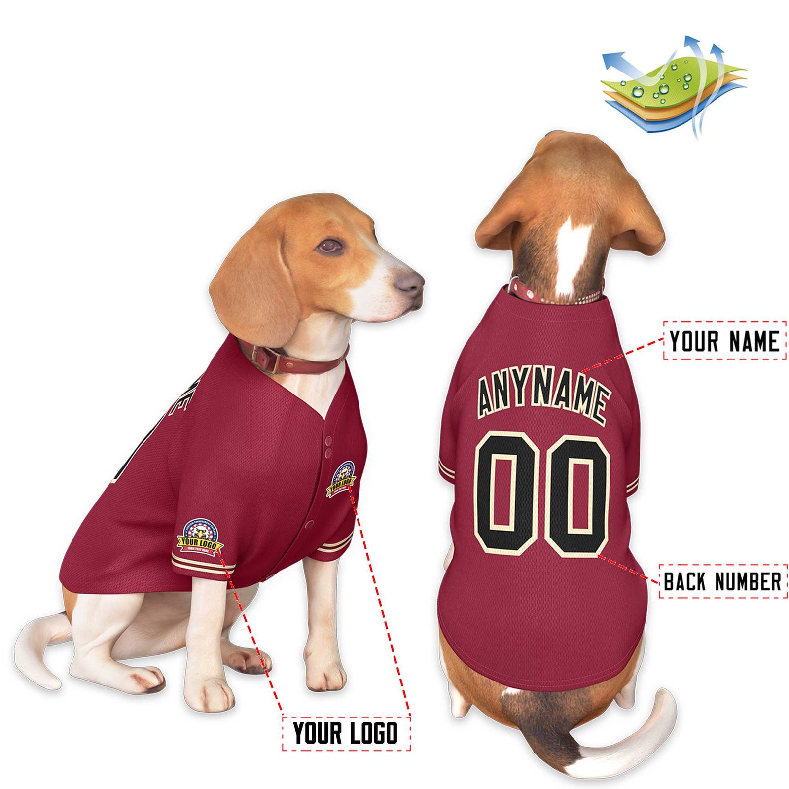 Custom Crimson Black-Khaki Classic Style Dog Jersey