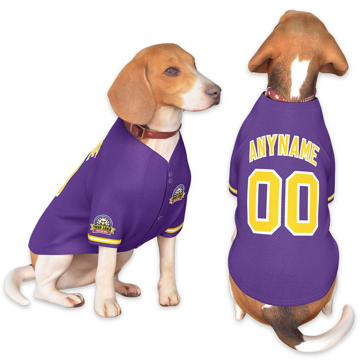 Custom Purple Gold-White Classic Style Dog Jersey