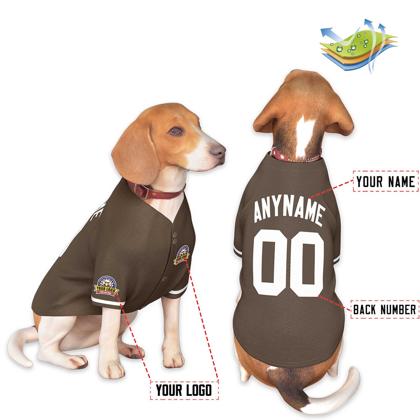 Custom Brown White Classic Style Dog Jersey