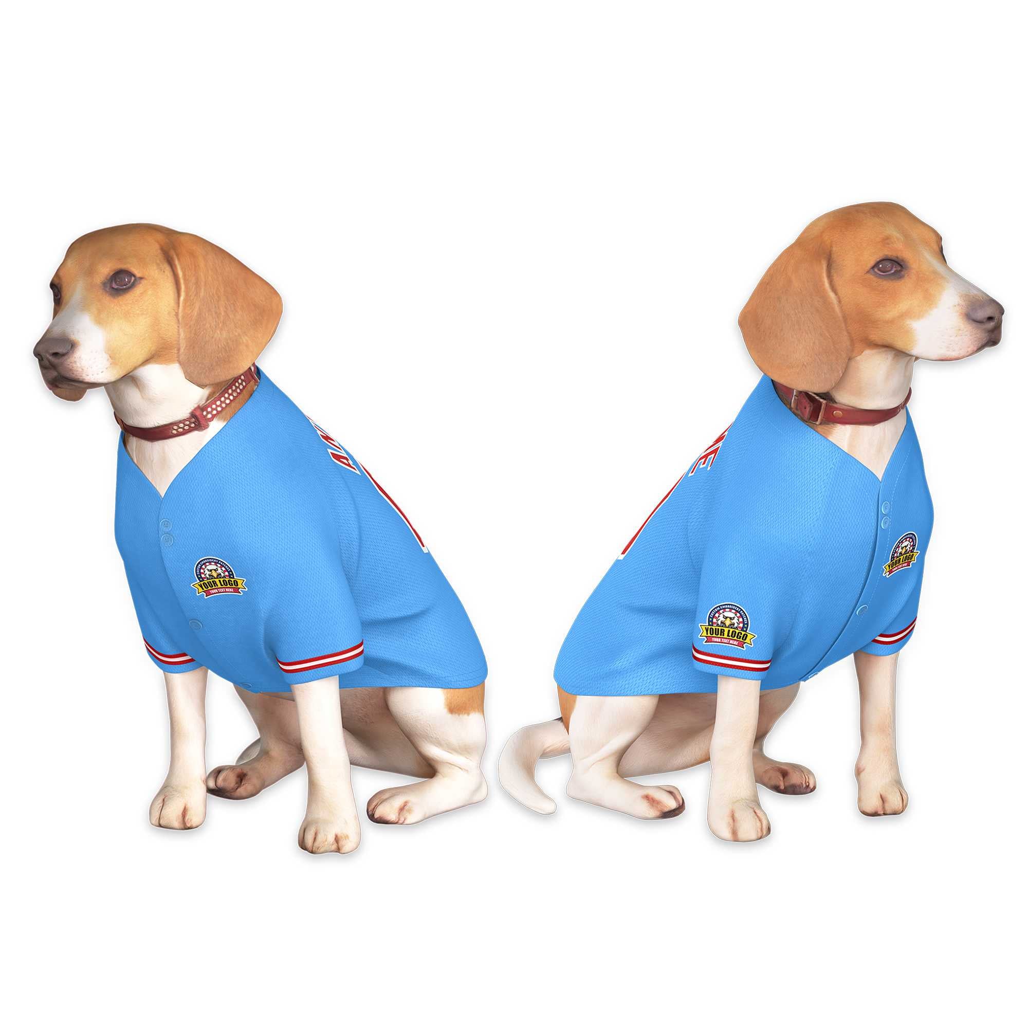Custom Powder Blue Red-White Classic Style Dog Jersey