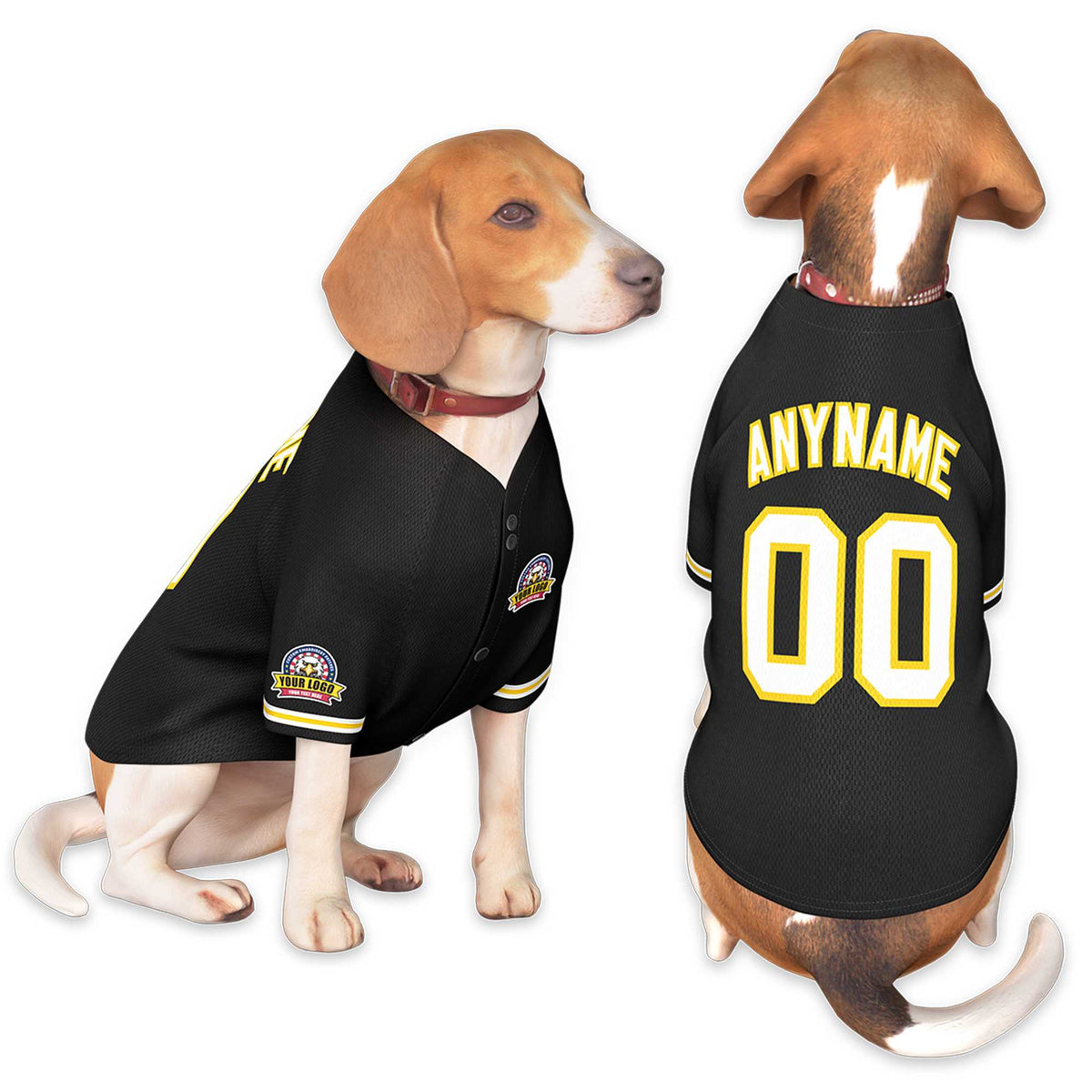 Custom Black White-Gold Classic Style Dog Jersey