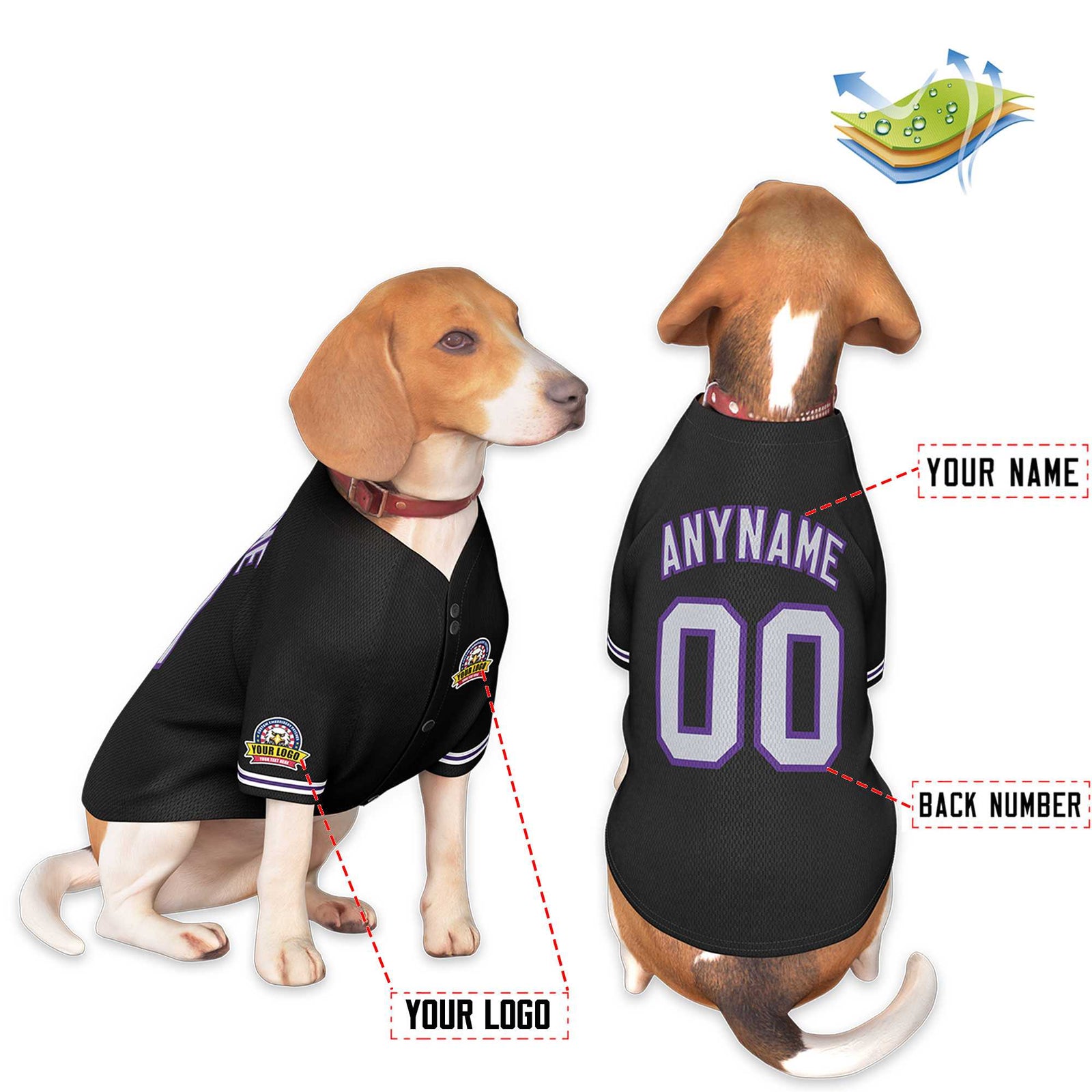 Custom Black Gray-Purple Classic Style Dog Jersey