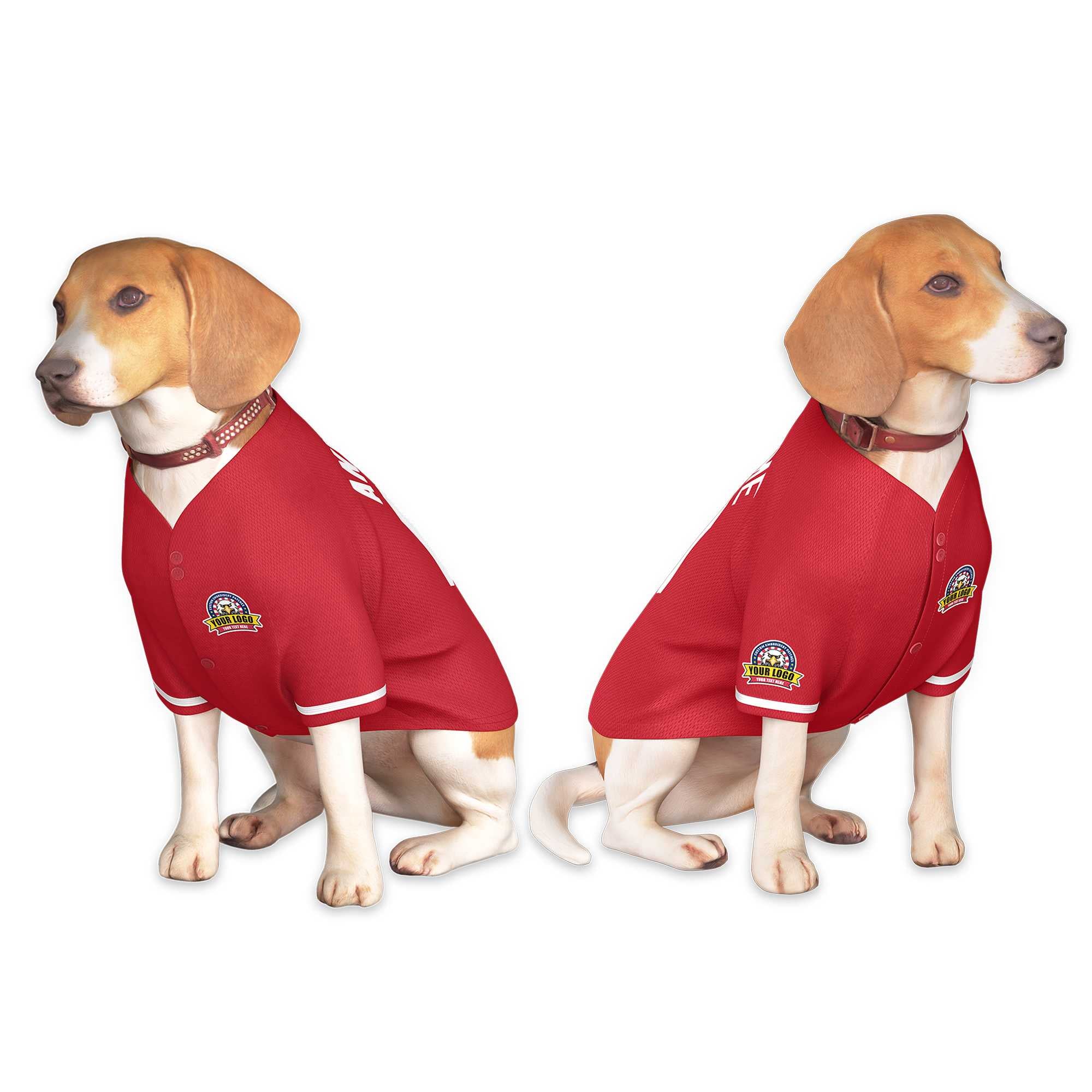 Custom Red White Classic Style Dog Jersey