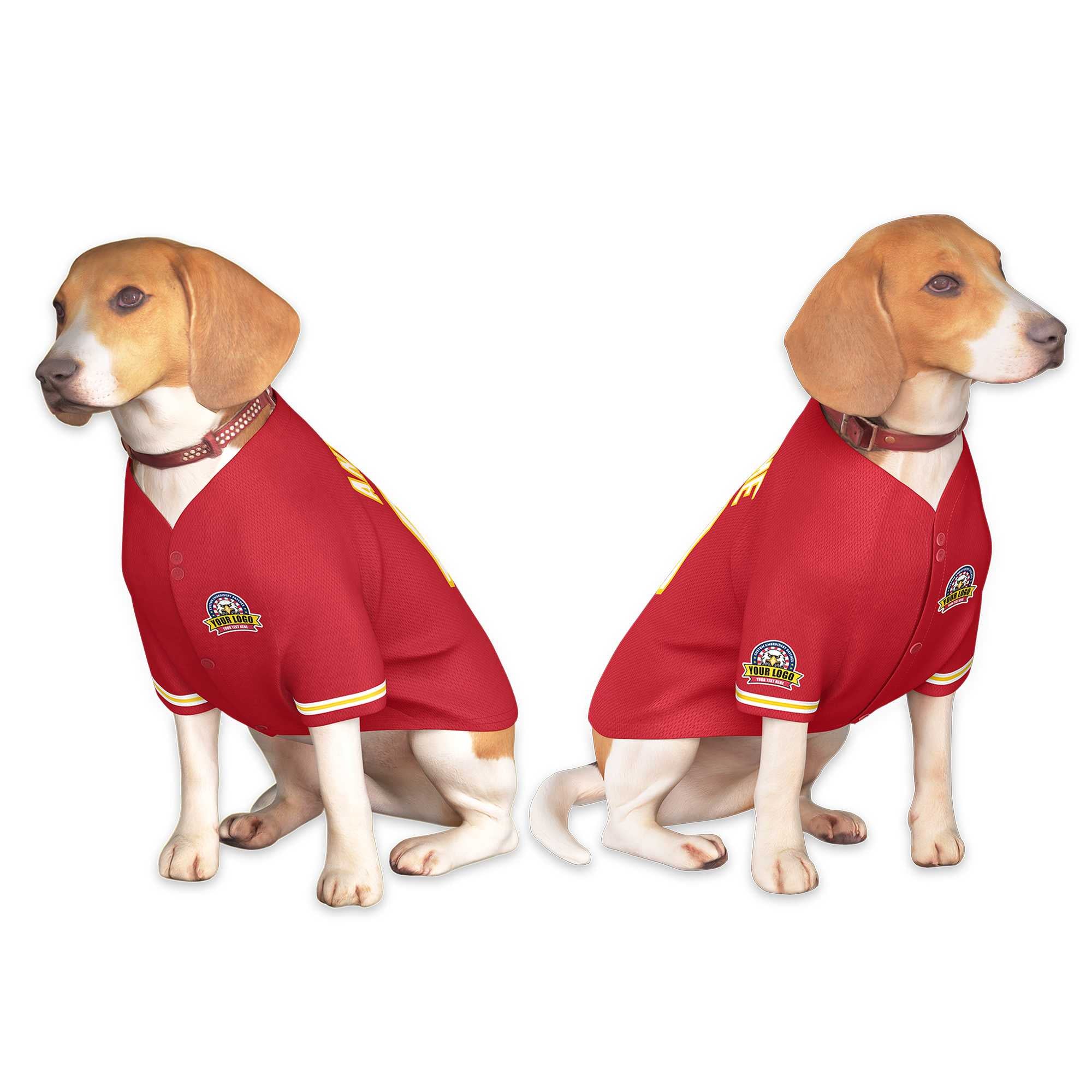 Custom Red White-Gold Classic Style Dog Jersey