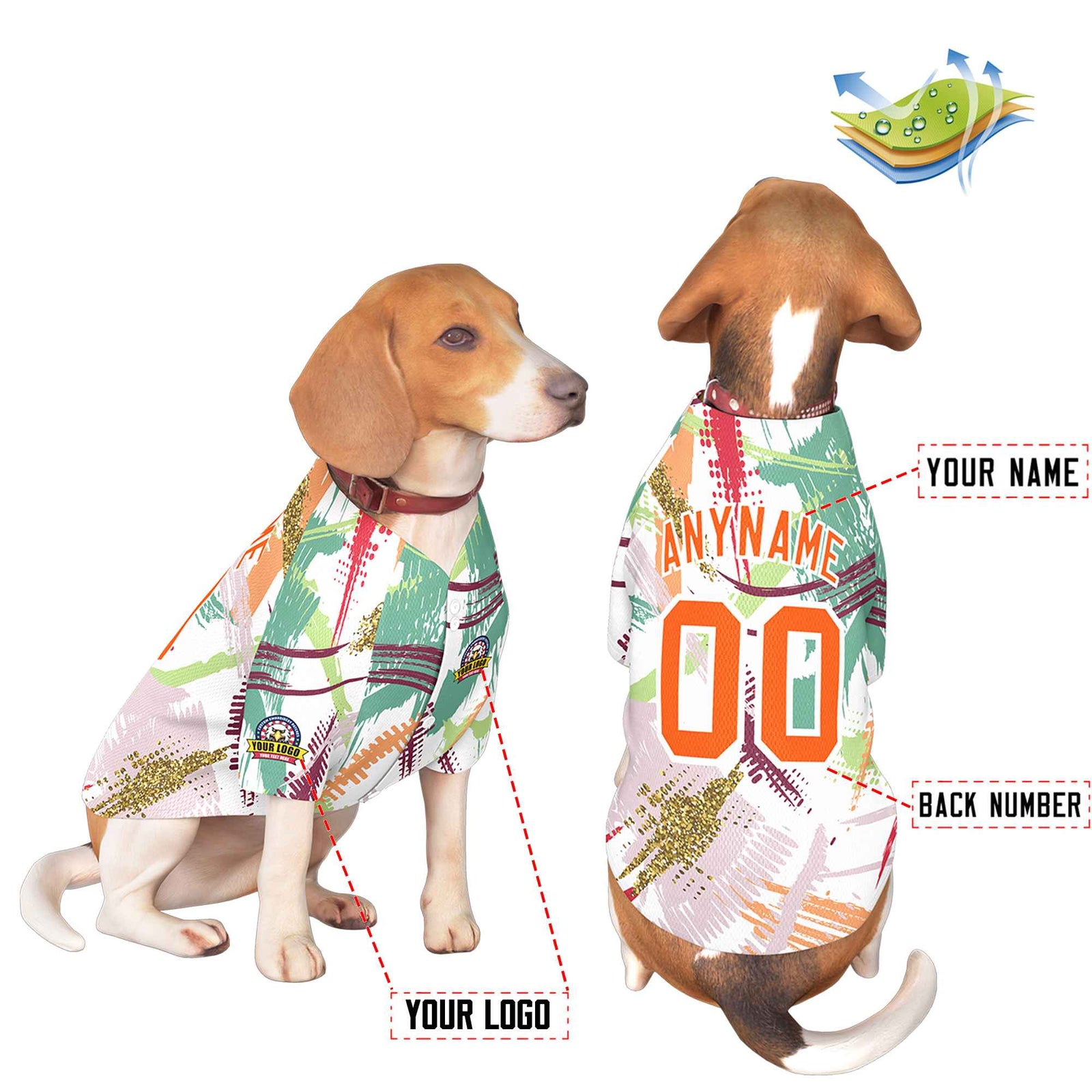 Custom Orange White Graffiti Pattern Dog Jersey