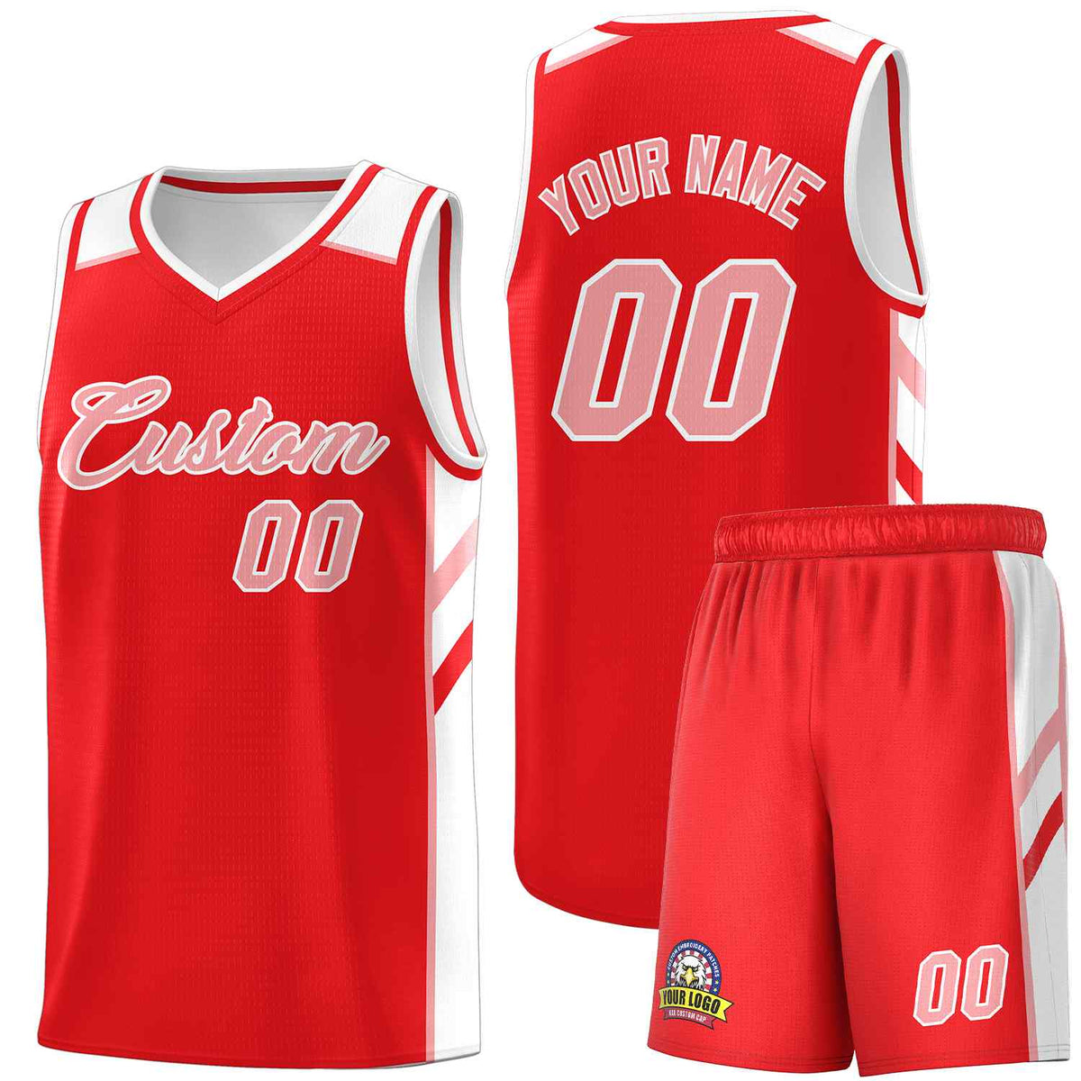 Custom Red Pink-White Classic Sets Sports Uniform Basketball Jersey