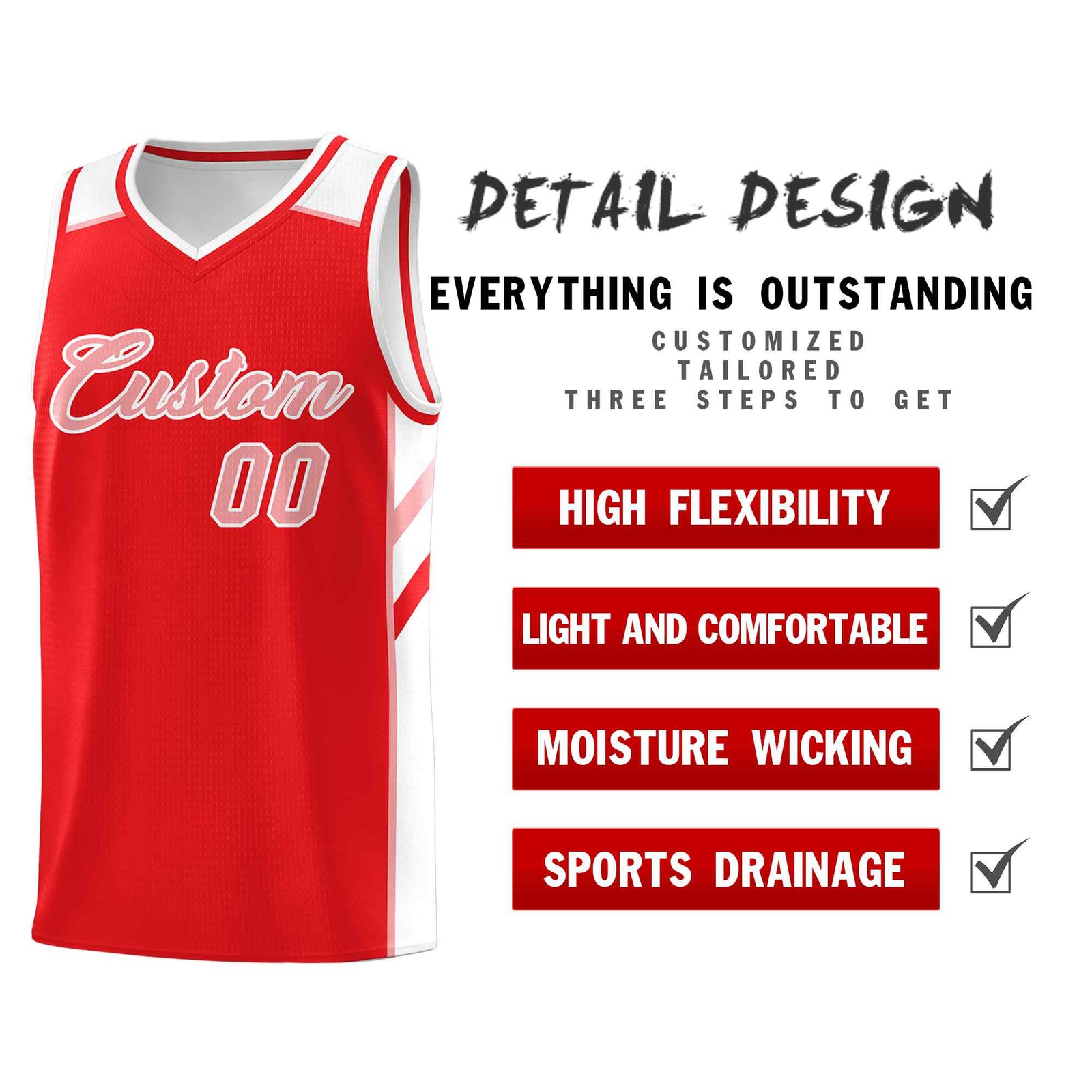 Custom Red Pink-White Classic Sets Sports Uniform Basketball Jersey