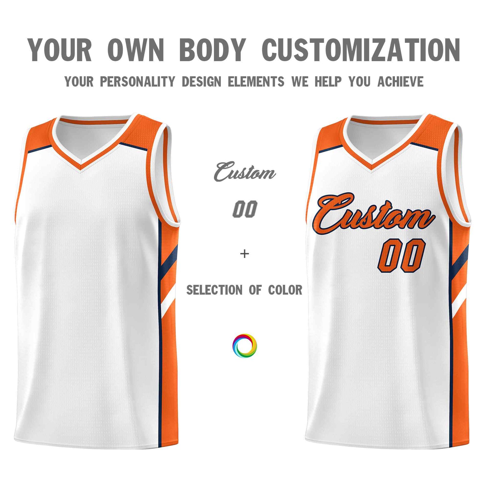 Custom White Orange-Navy Classic Sets Sports Uniform Basketball Jersey