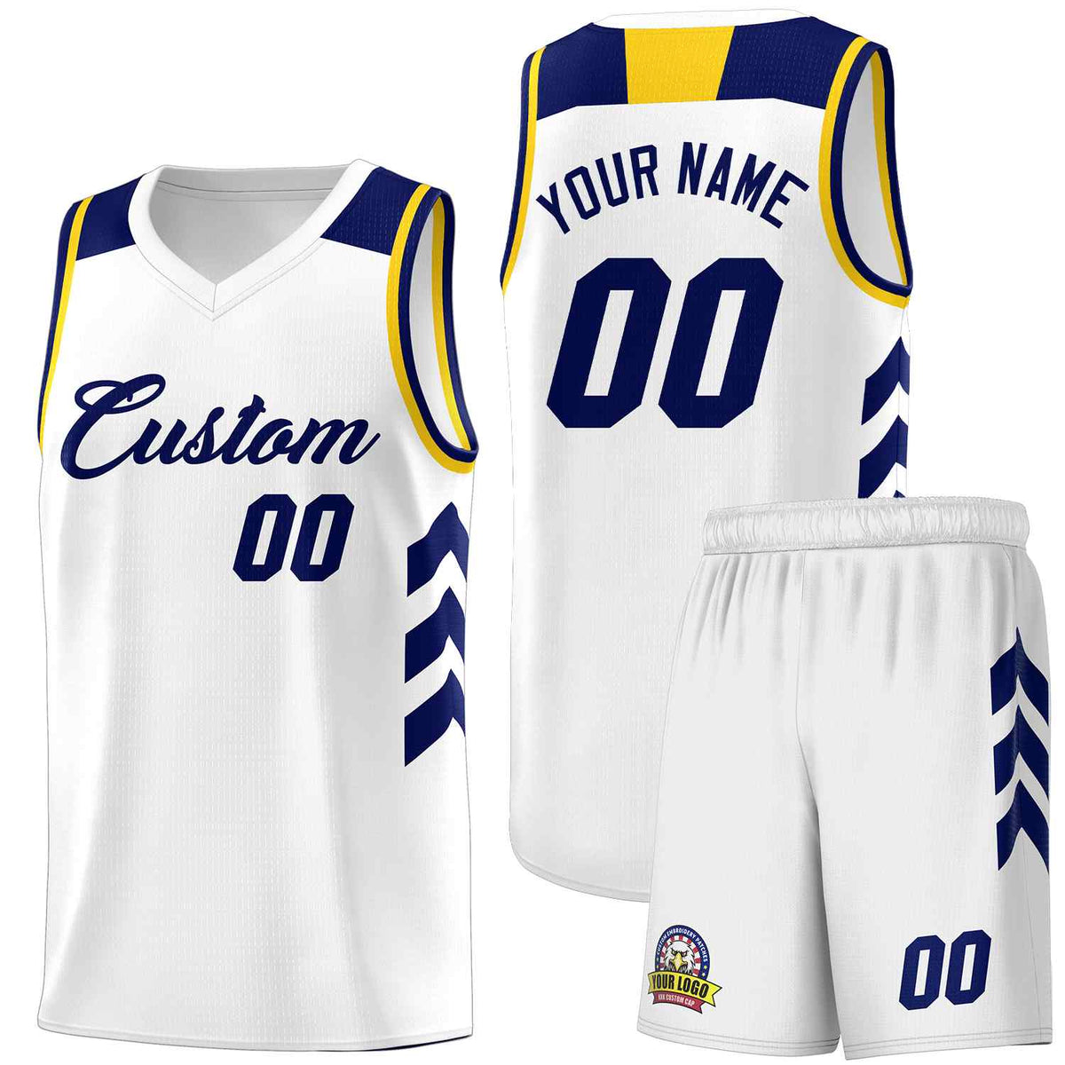 Custom White Navy Classic Sets Sports Uniform Basketball Jersey