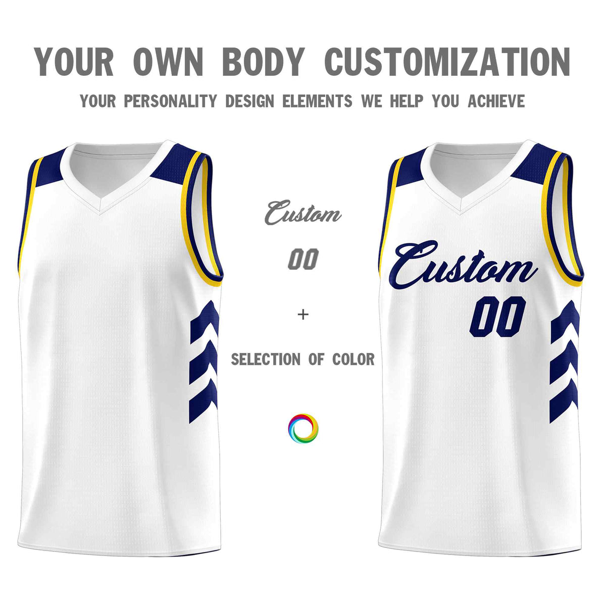 Custom White Navy Classic Sets Sports Uniform Basketball Jersey