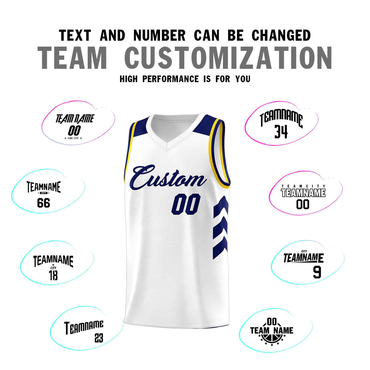 Custom White Navy Classic Sets Sports Uniform Basketball Jersey