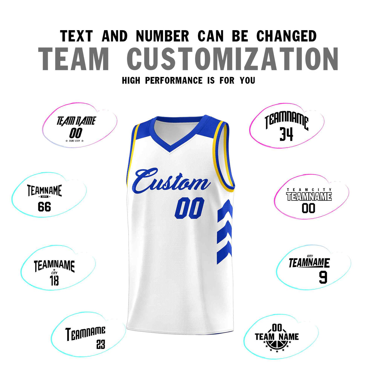 Custom White Royal Classic Sets Sports Uniform Basketball Jersey