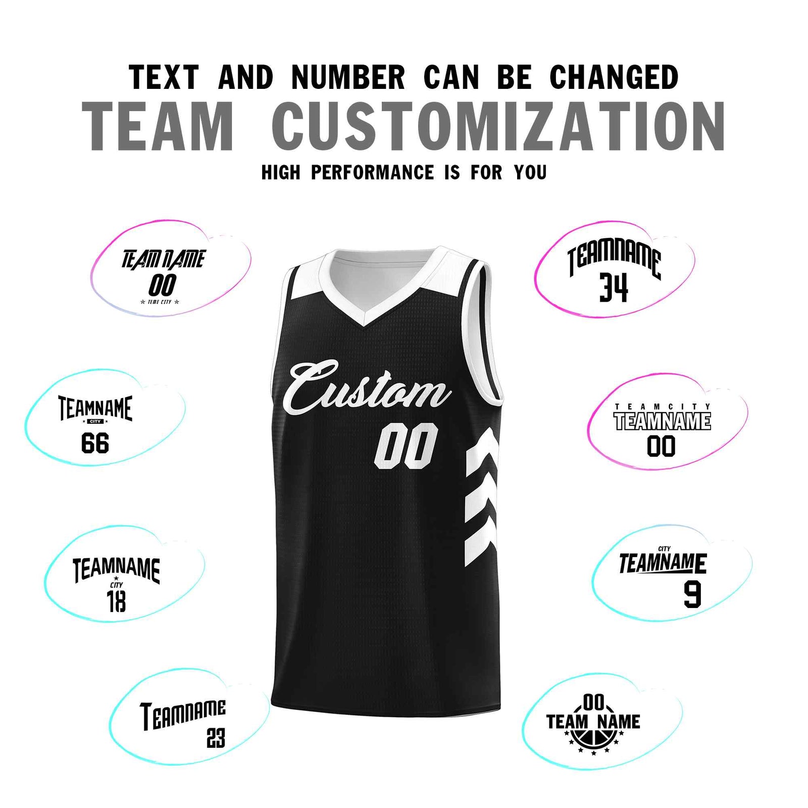 Custom Black White Classic Sets Sports Uniform Basketball Jersey