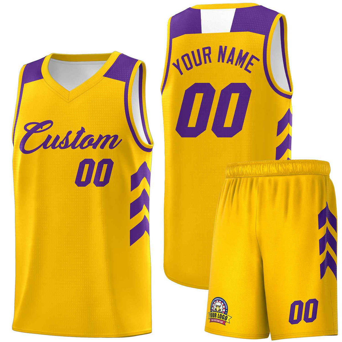 Custom Yellow Purple Classic Sets Sports Uniform Basketball Jersey