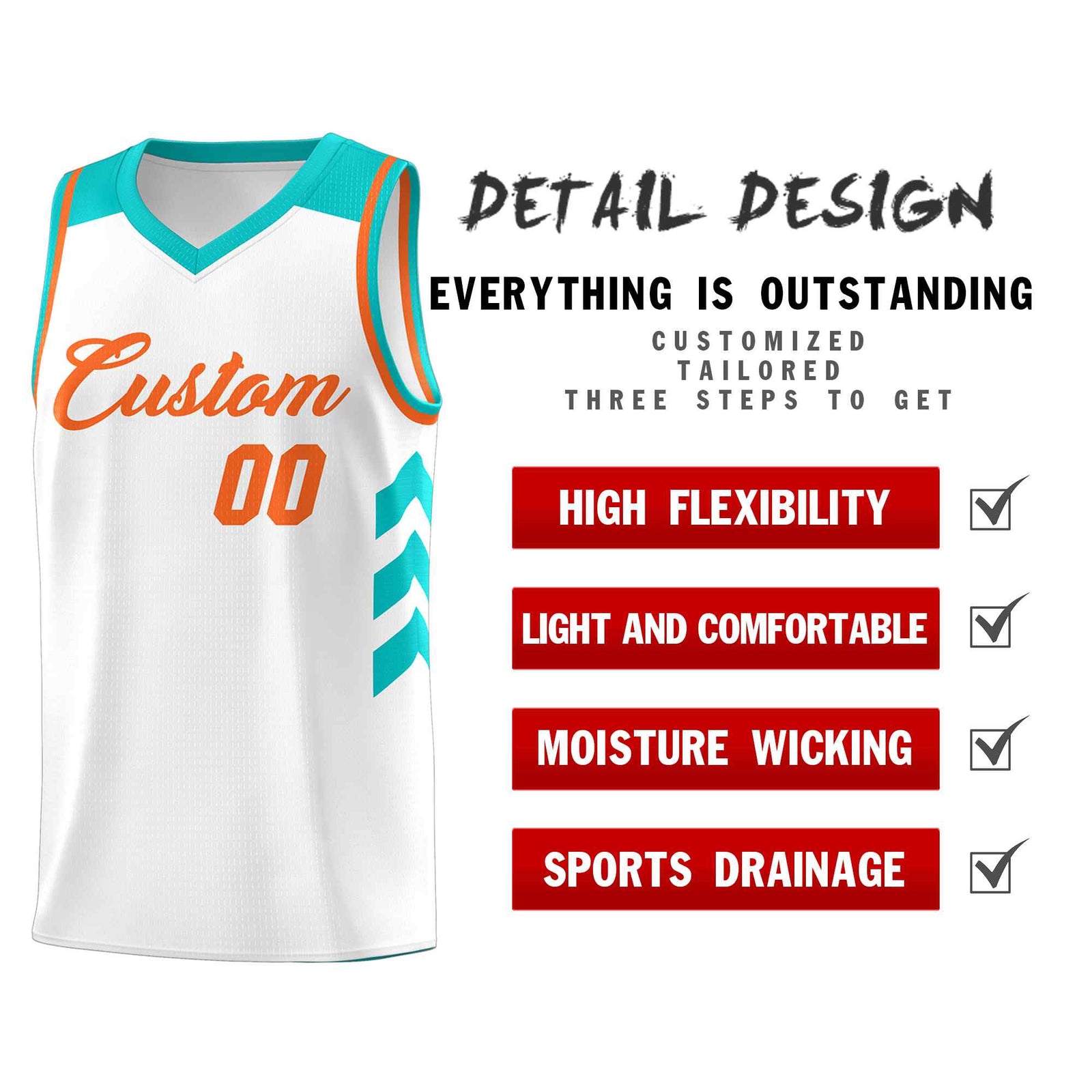 Custom White Orange Classic Sets Sports Uniform Basketball Jersey