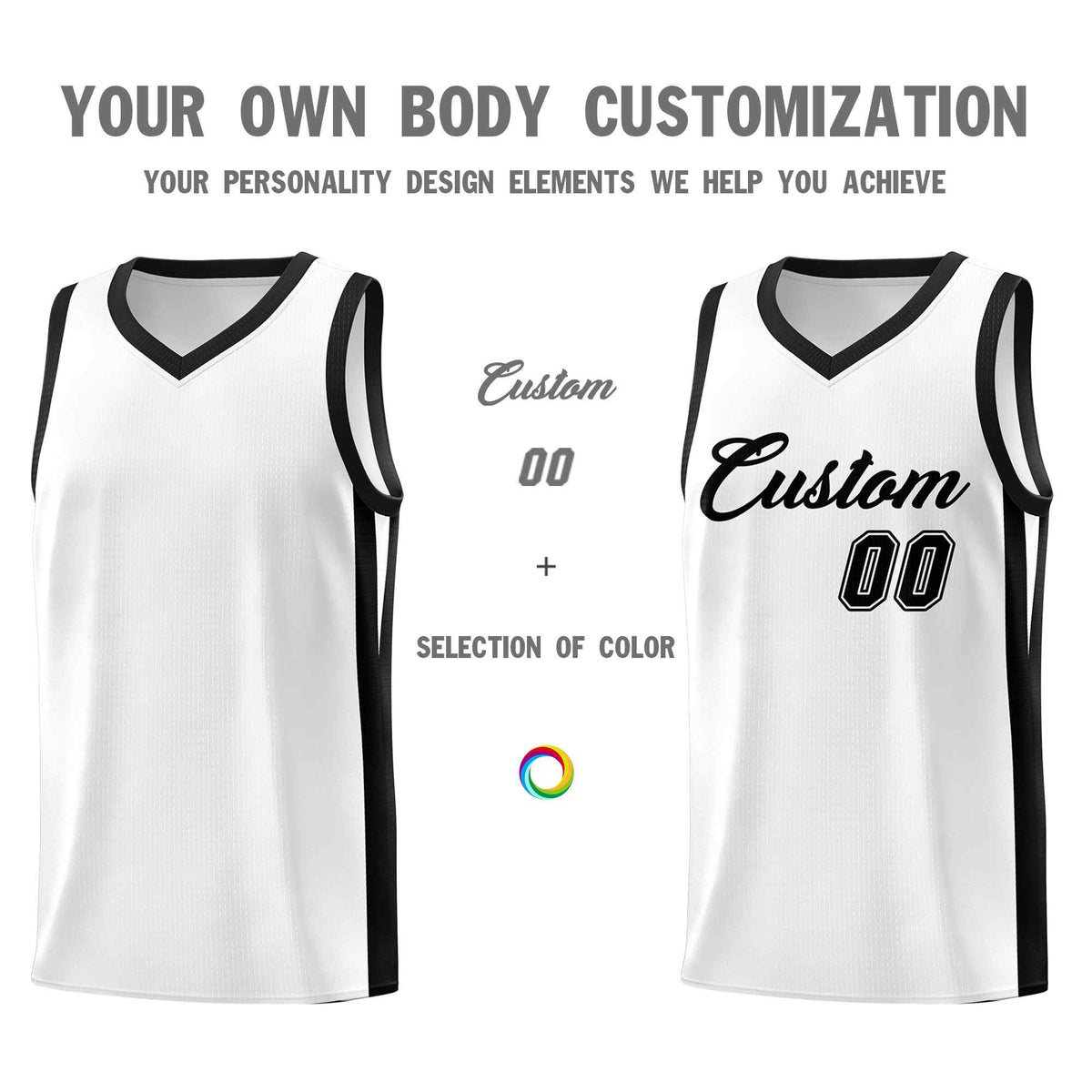 Custom White Black Classic Sets Sports Uniform Basketball Jersey