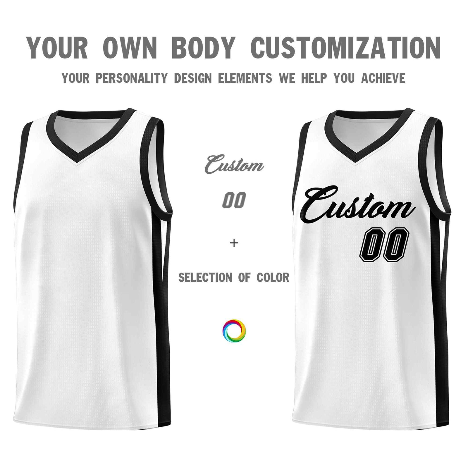 Custom White Black Classic Sets Sports Uniform Basketball Jersey