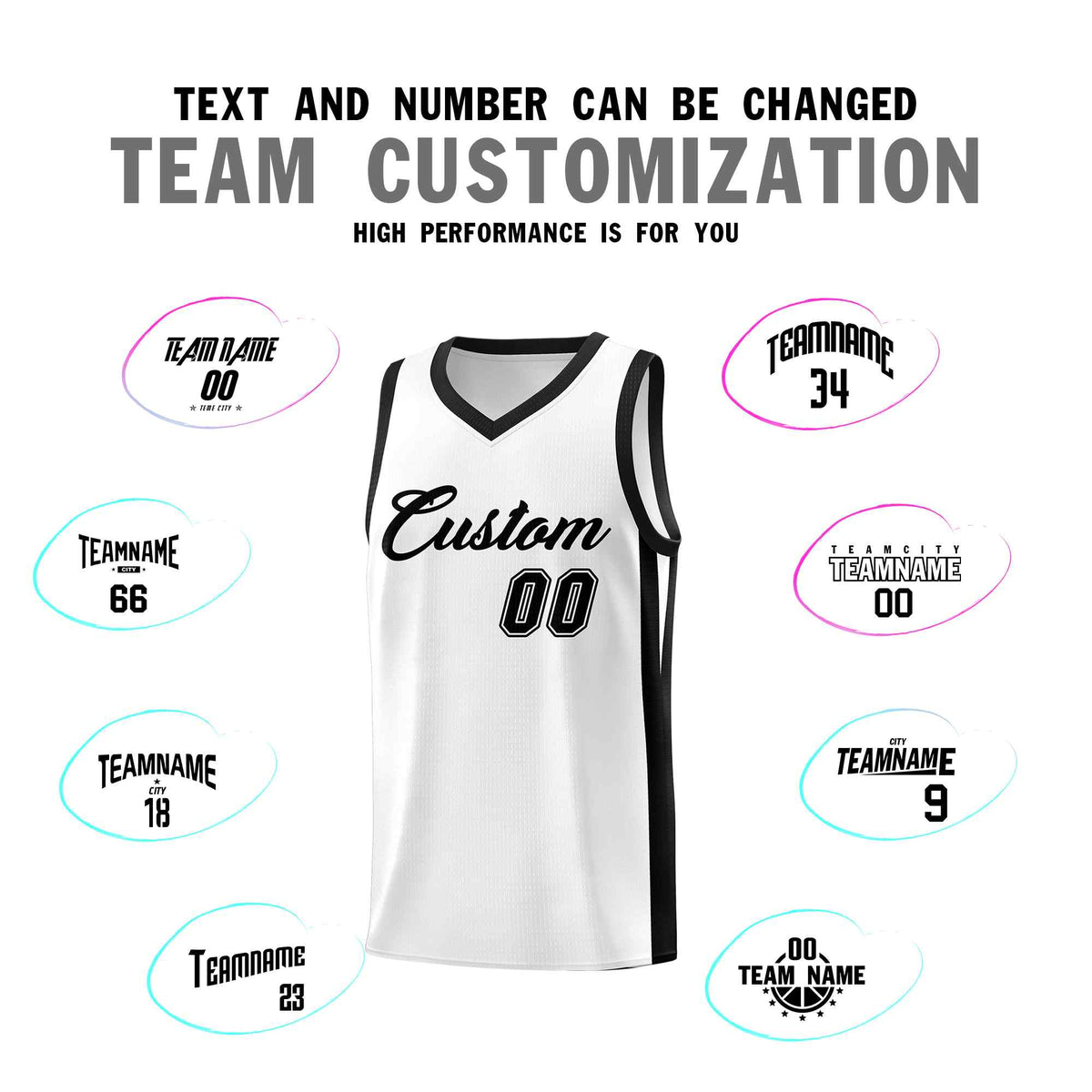 Custom White Black Classic Sets Sports Uniform Basketball Jersey