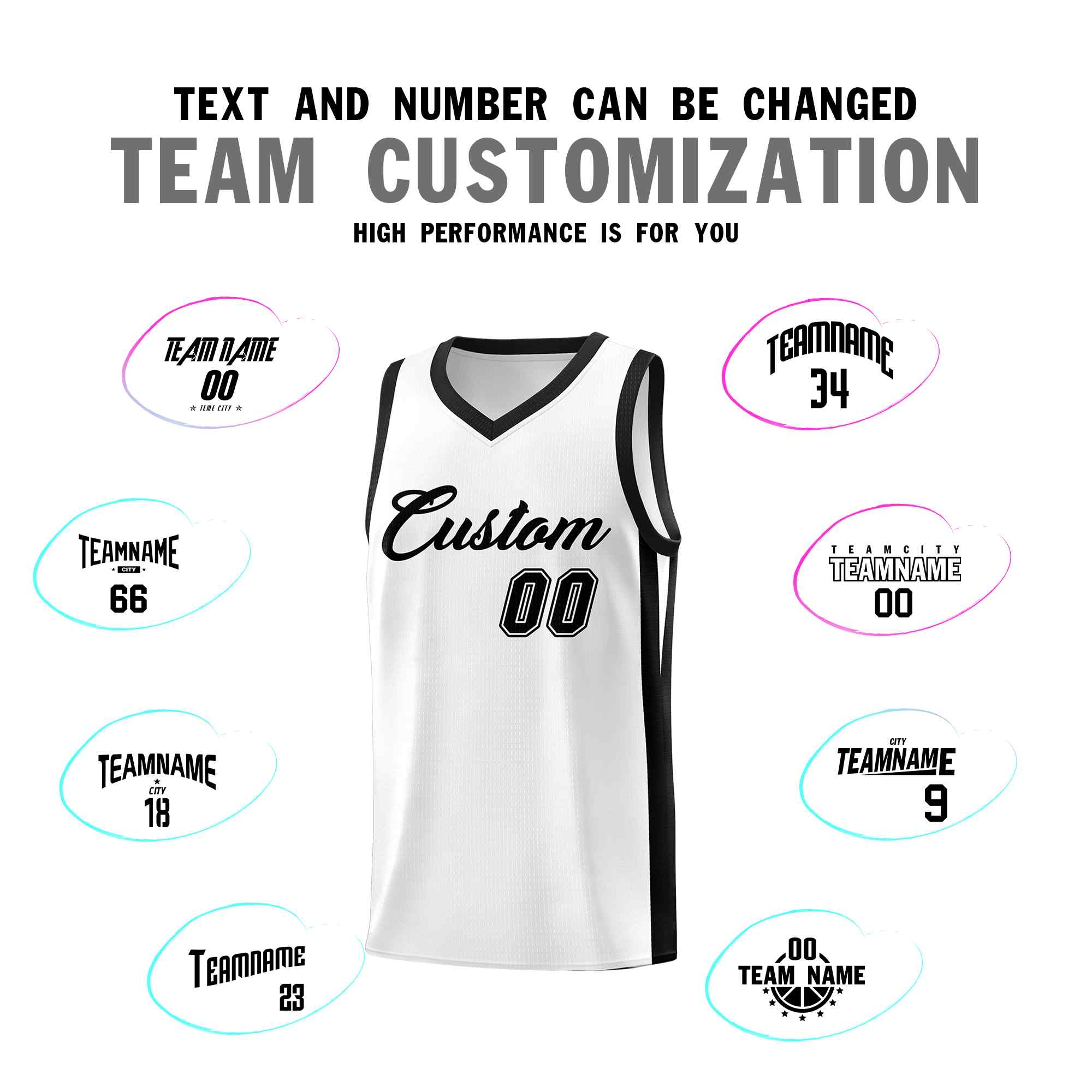 Custom White Black Classic Sets Sports Uniform Basketball Jersey