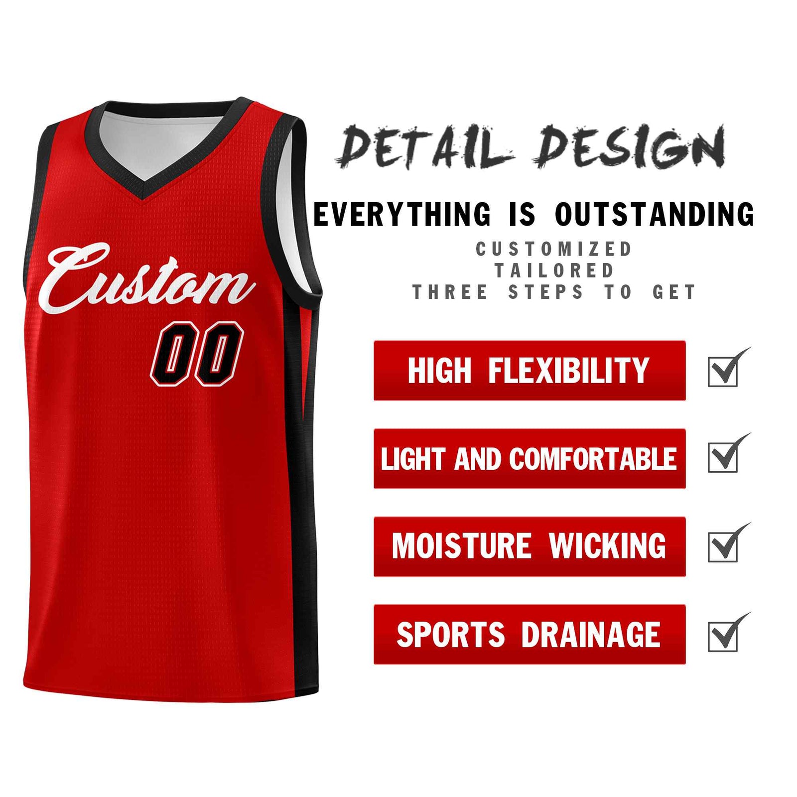Custom Red White Classic Sets Sports Uniform Basketball Jersey