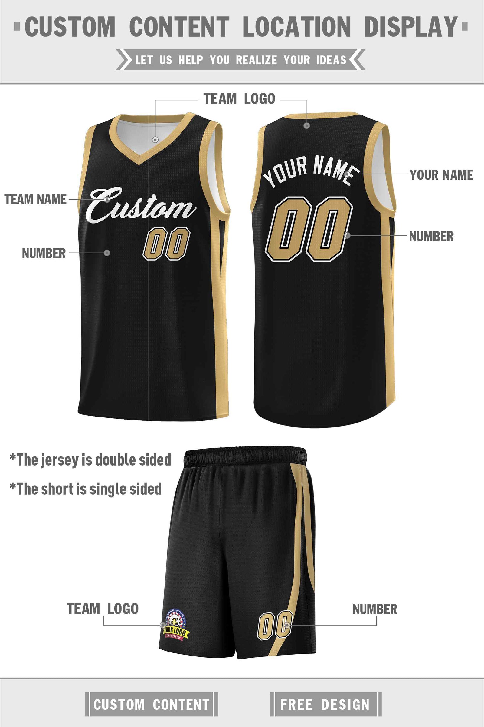 Custom Black White Classic Sets Sports Uniform Basketball Jersey