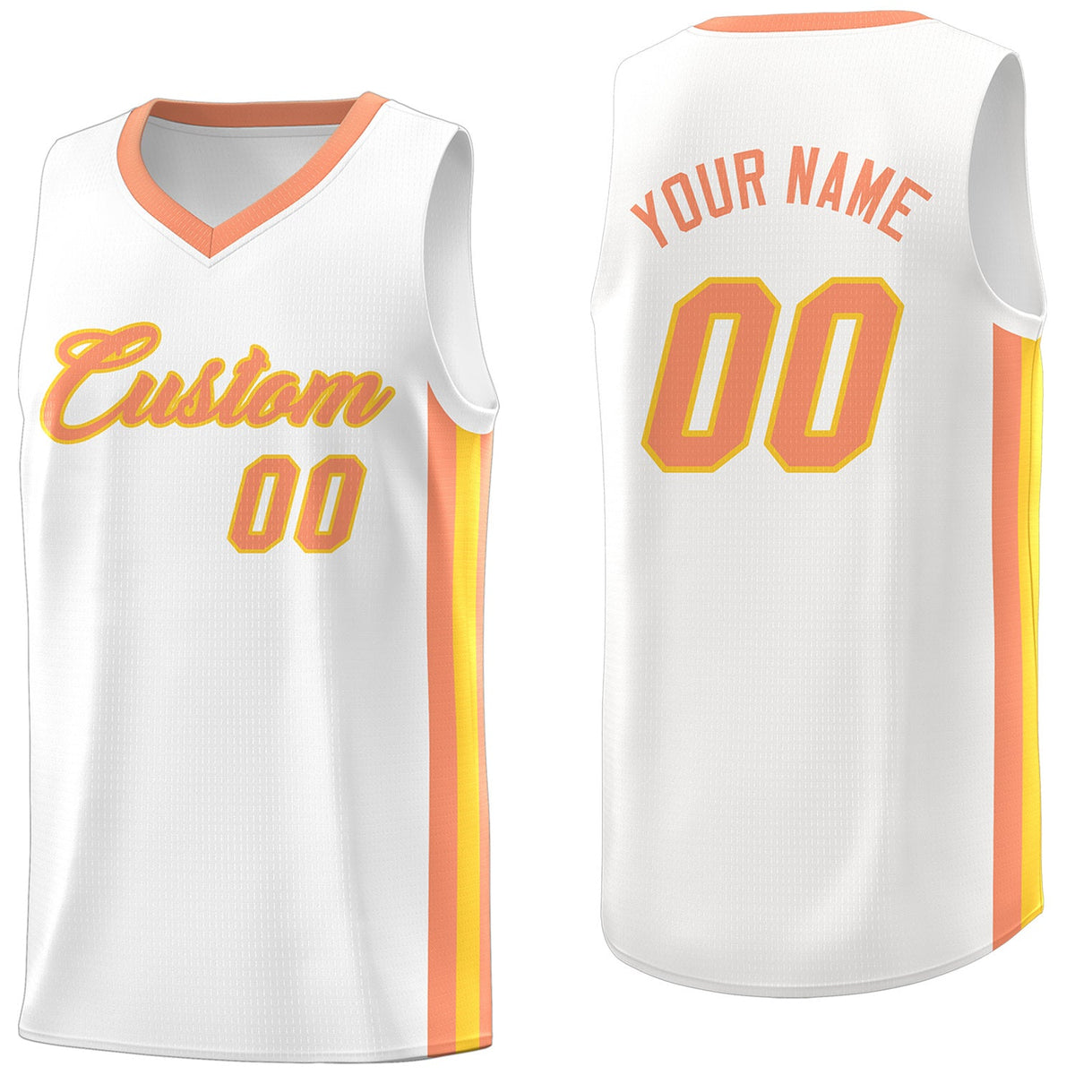 Custom White Orange Classic Tops Men/Boy Athletic Basketball Jersey