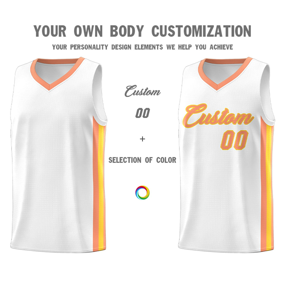 Custom White Orange Classic Tops Men/Boy Athletic Basketball Jersey