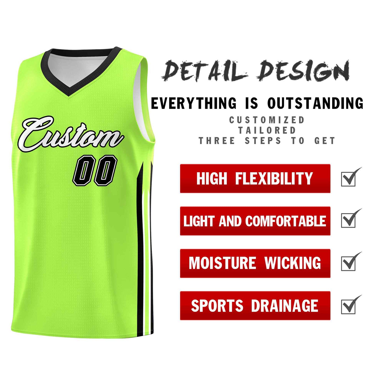 Custom Neon Green White-Black Classic Sets Sports Uniform Basketball Jersey