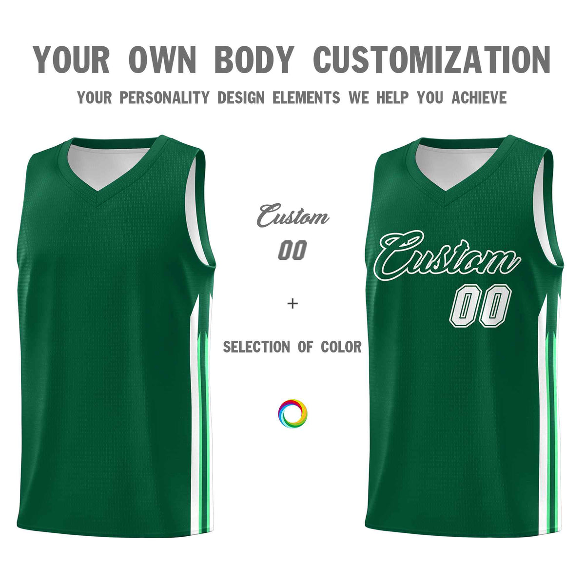Custom Green White Classic Sets Sports Uniform Basketball Jersey