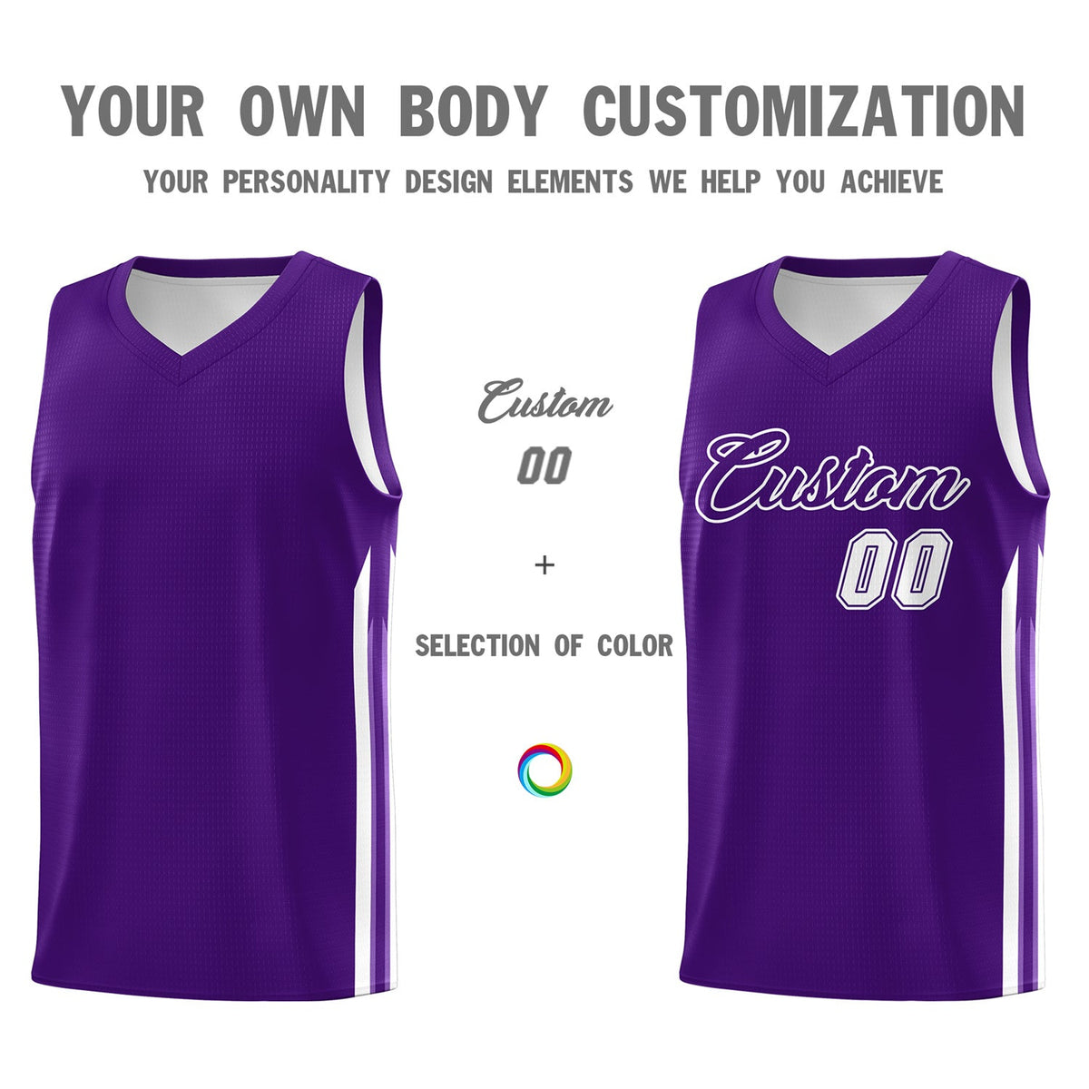 Custom Purple White Classic Tops Fashion Sportwear Basketball Jersey