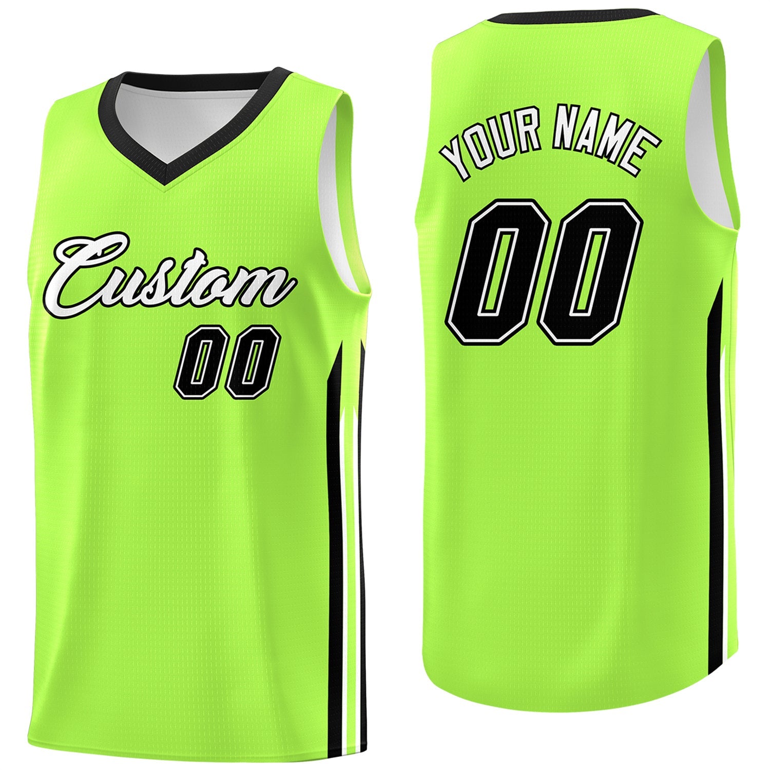 Custom Neon Green Black Classic Tops Sport Game Basketball Jersey